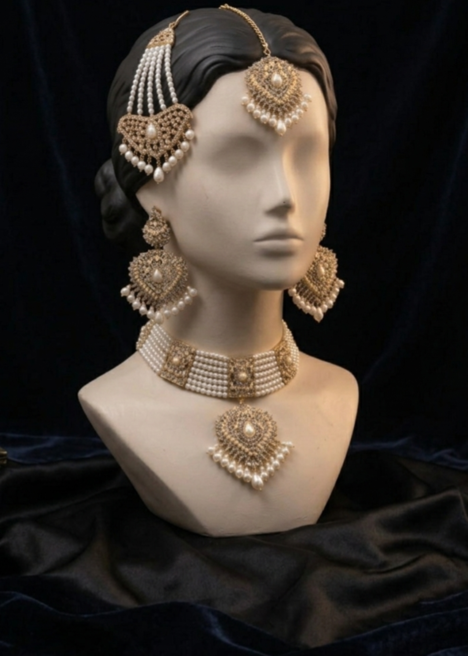 Jewelry Set in Pearl white, gold Color by - Trendy Women Jewelry Set HXN5782