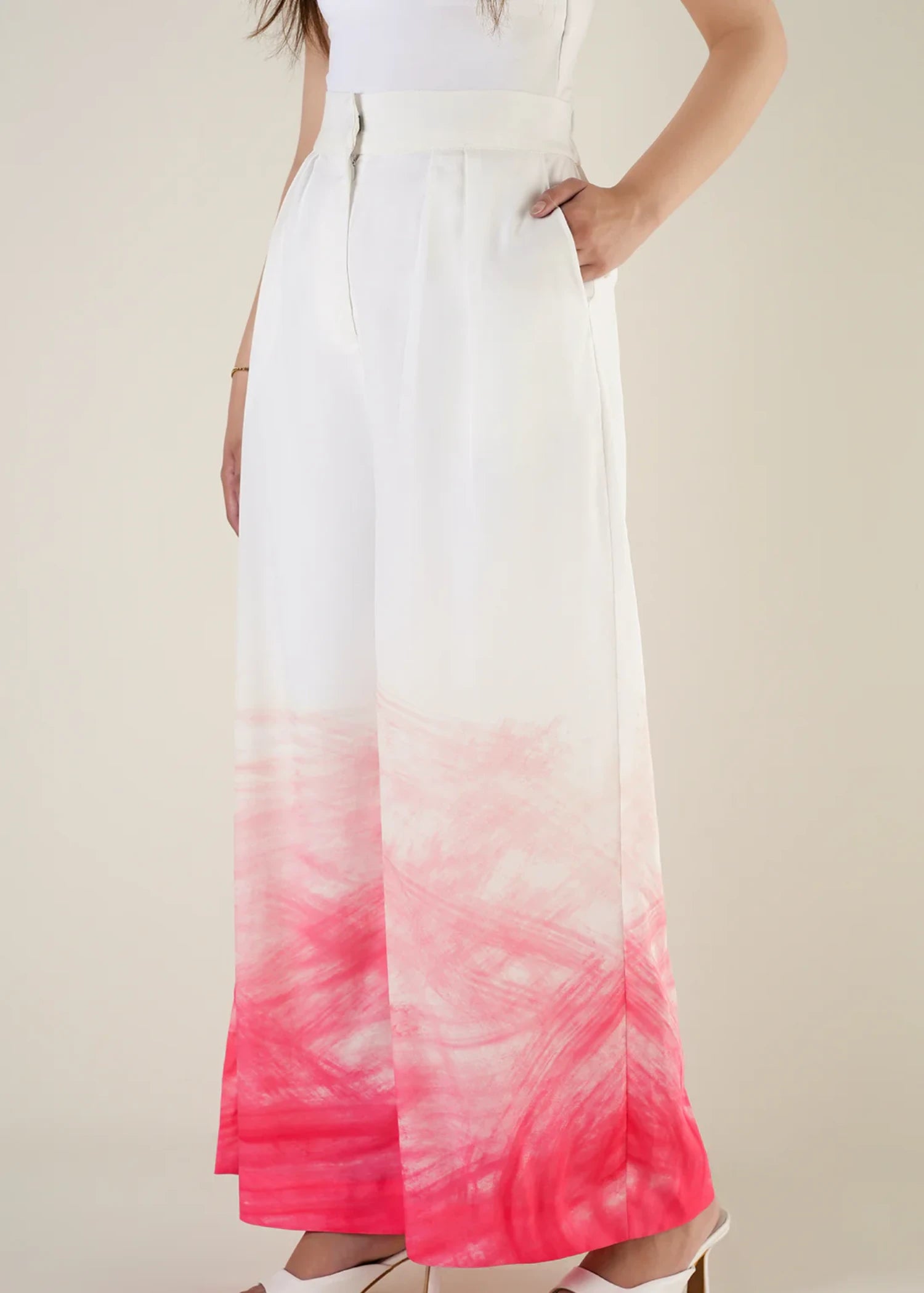 crepe Trousers in White