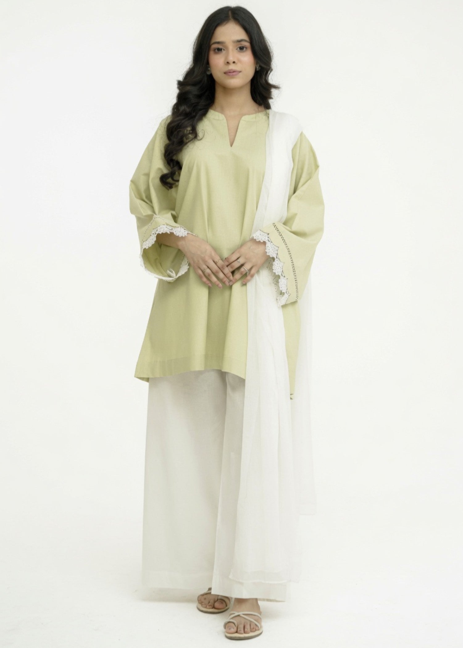cotton Short Frock in Tea green