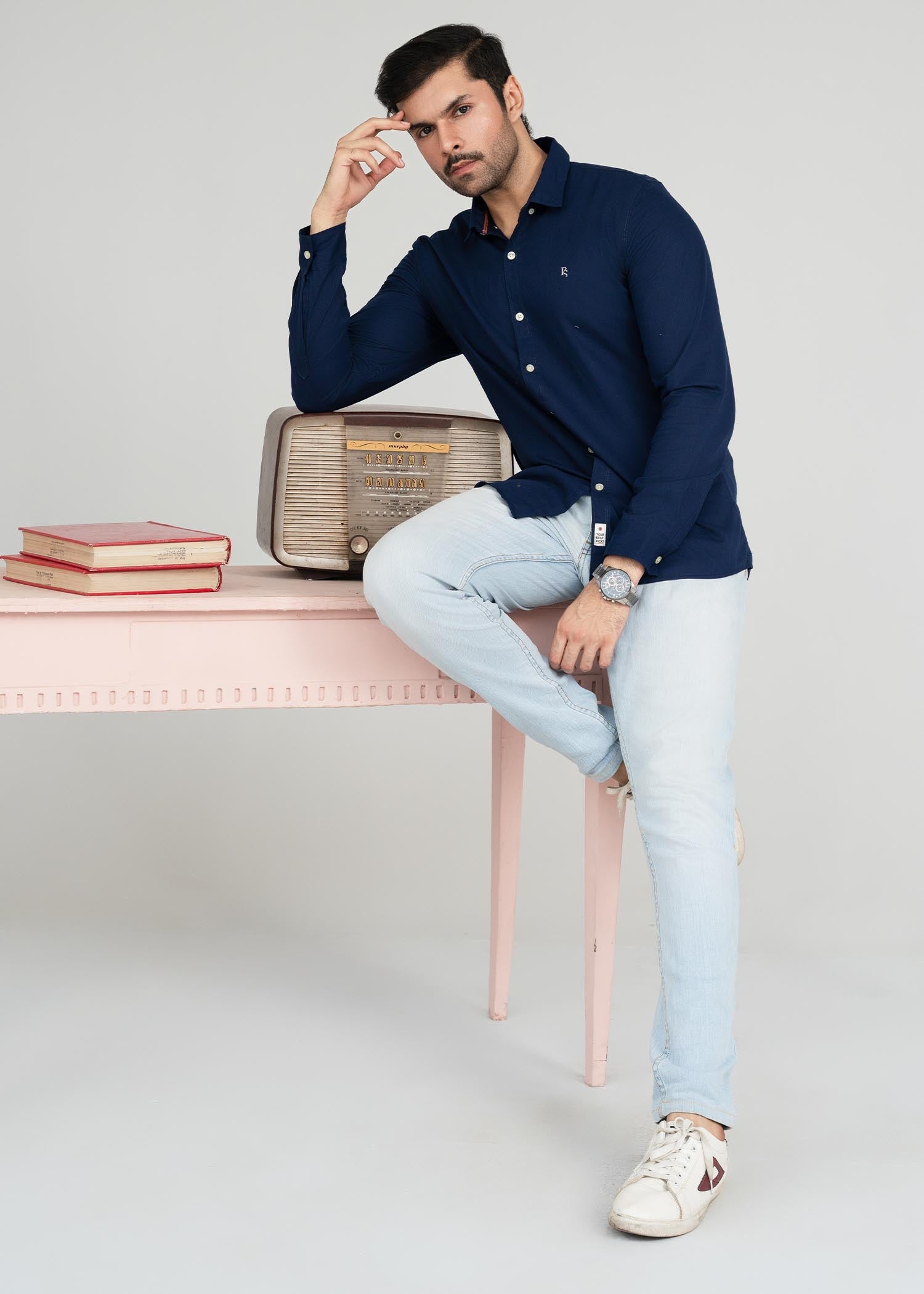 dobby Casual Shirt in Blue