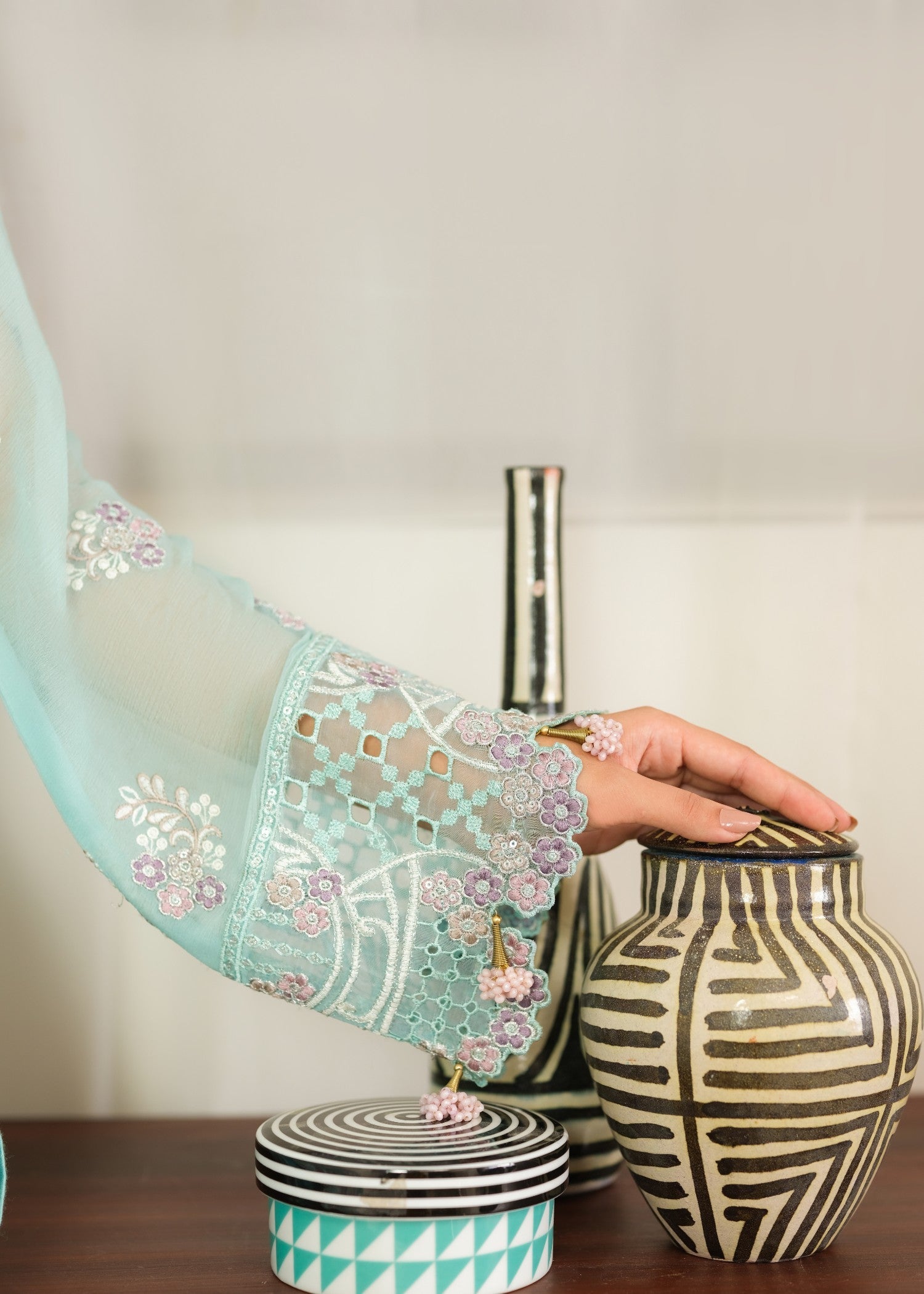 chiffon Kurta Set in Electric blue