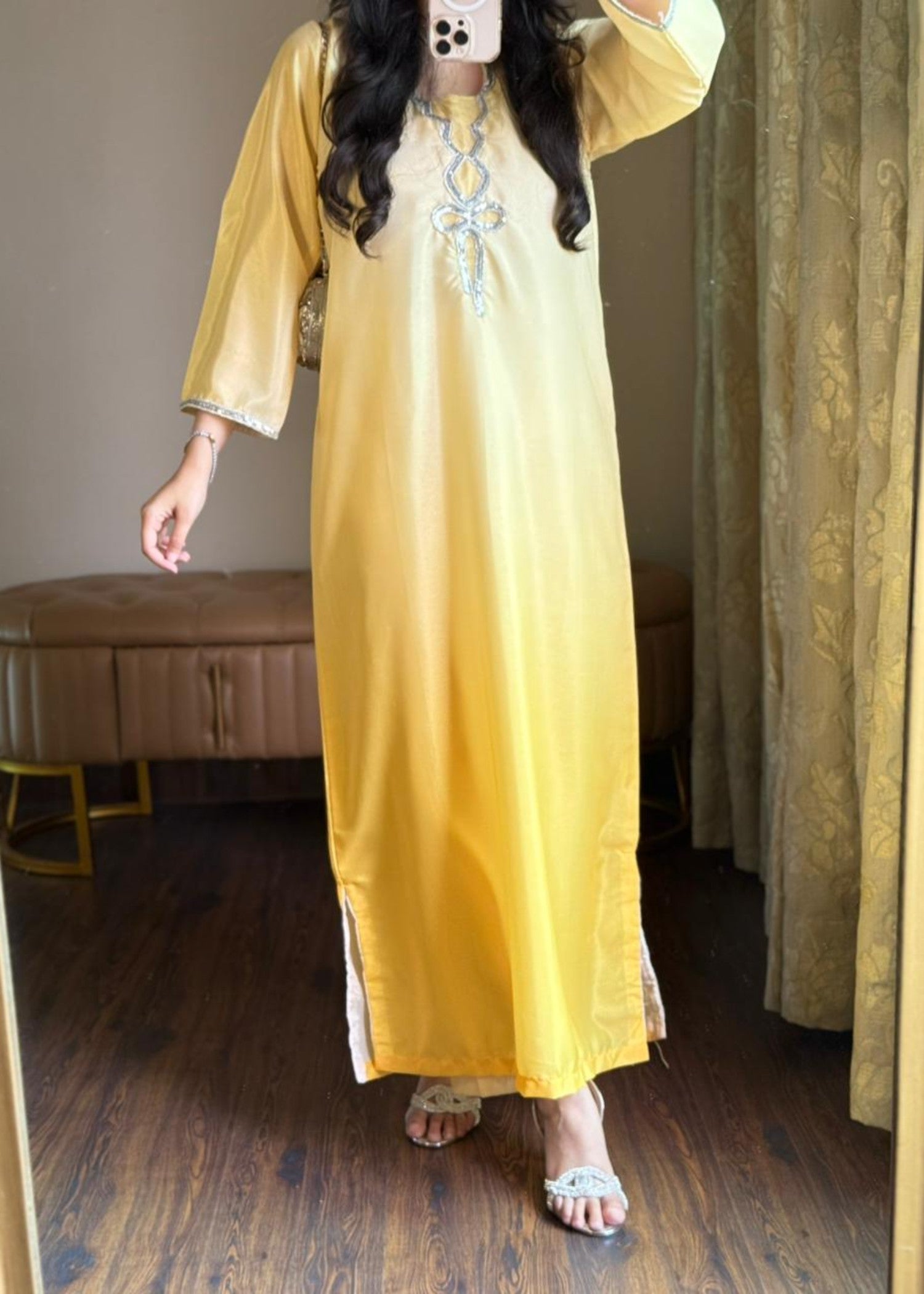 silk grip Kurta Set in Yellow