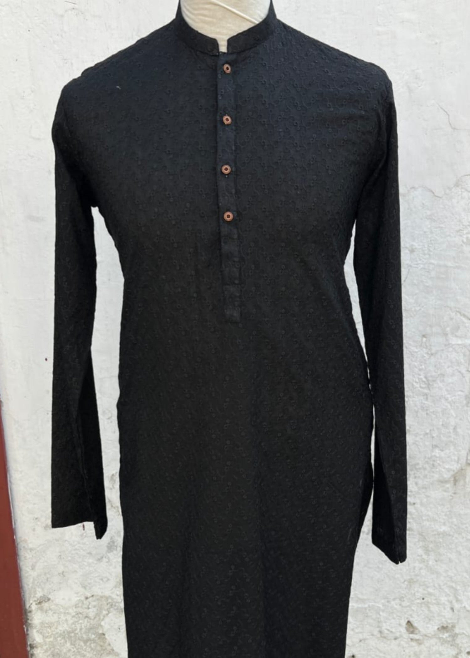 chikankari cotton Kurta in Black