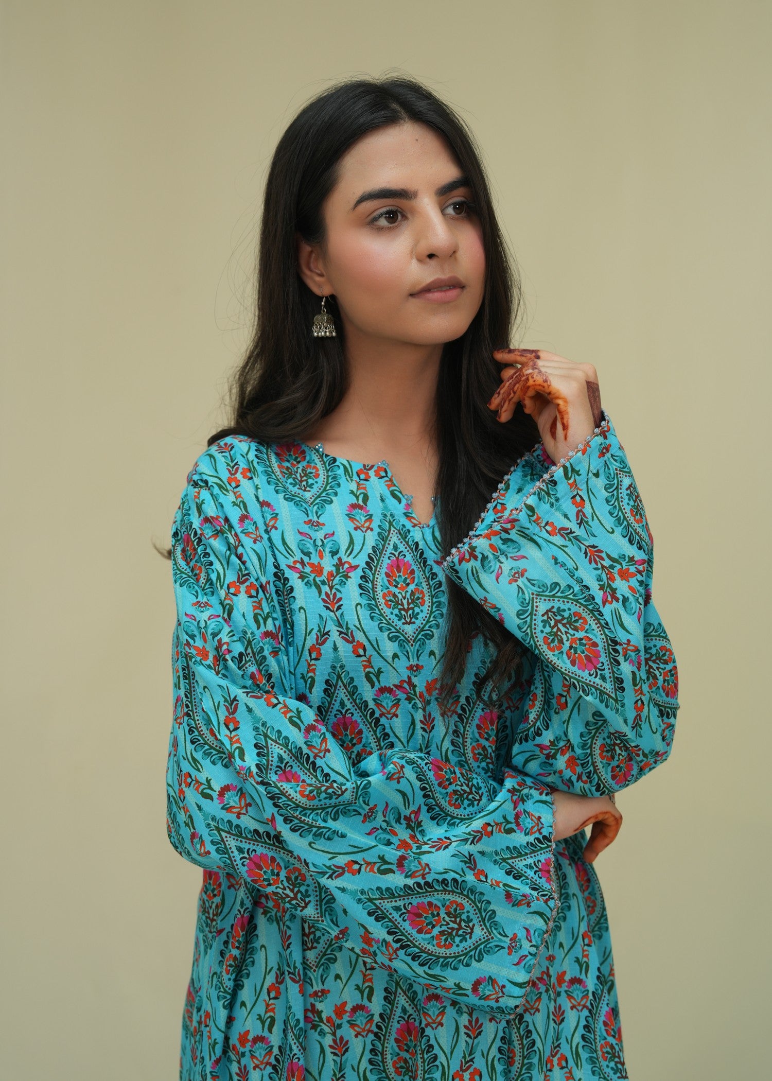 lawn Kaftan in Dark cyan