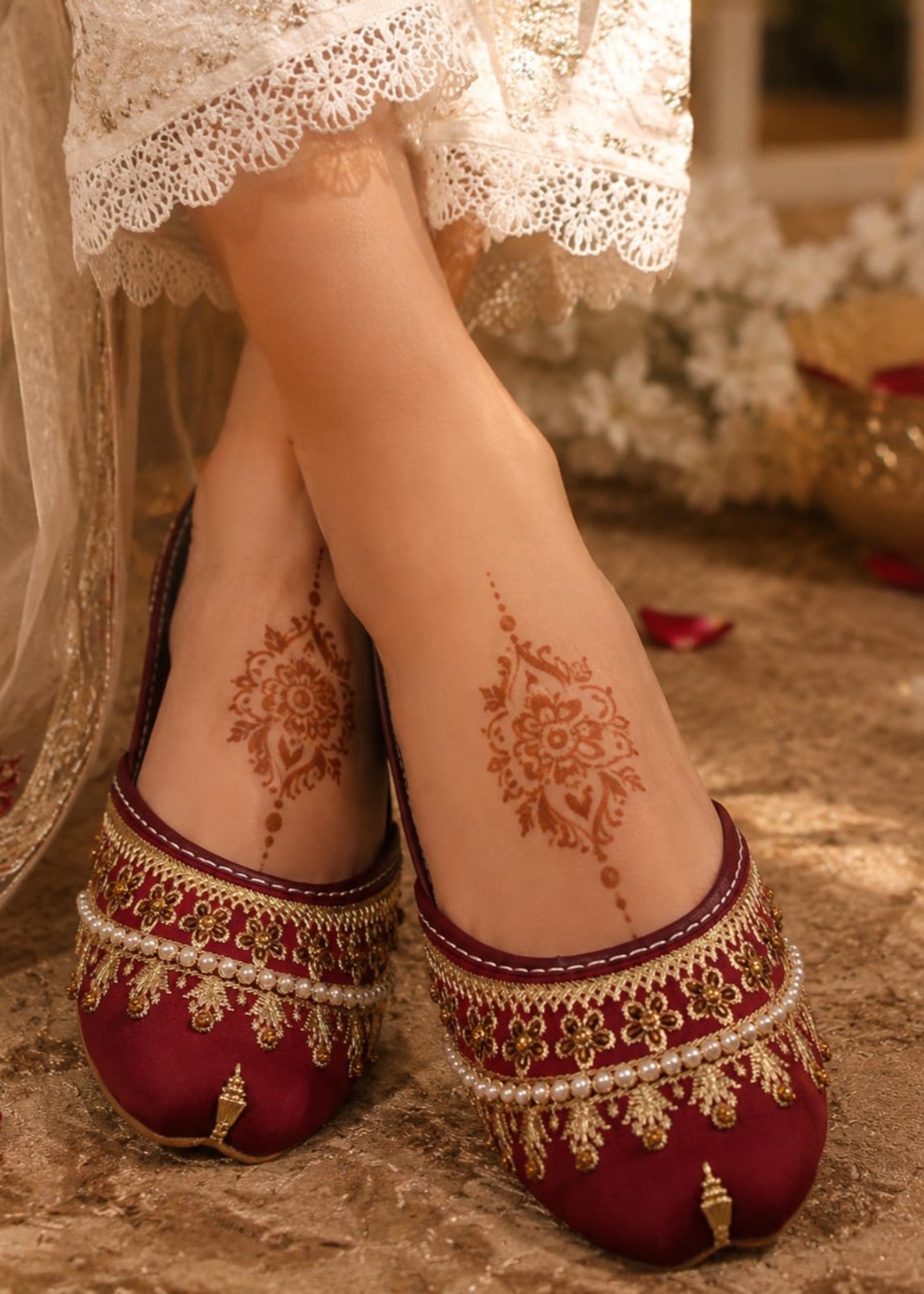 Khussa in Maroon by - High Quality Women Khussa MHZ5059