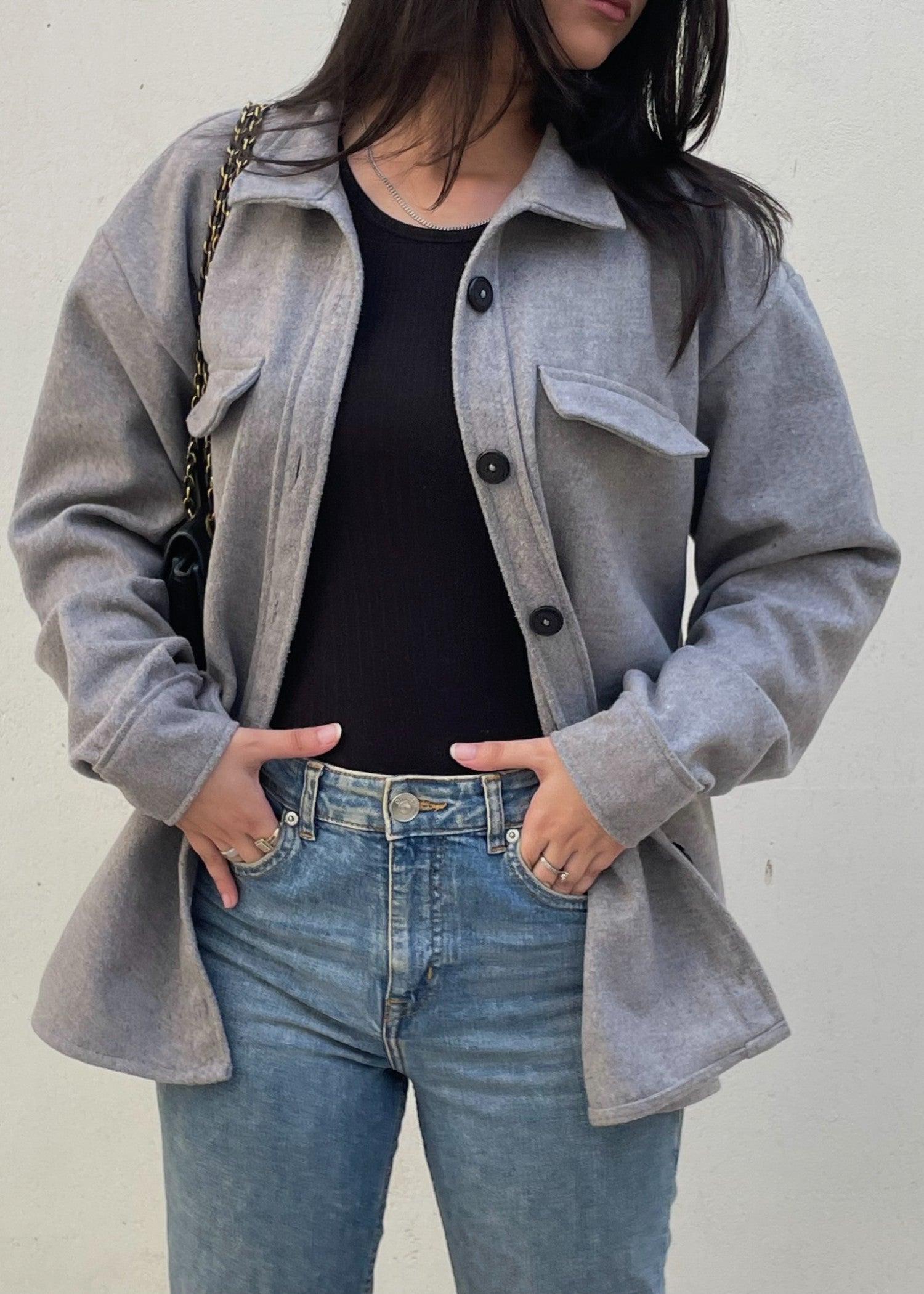 fleece Blazer in Grey