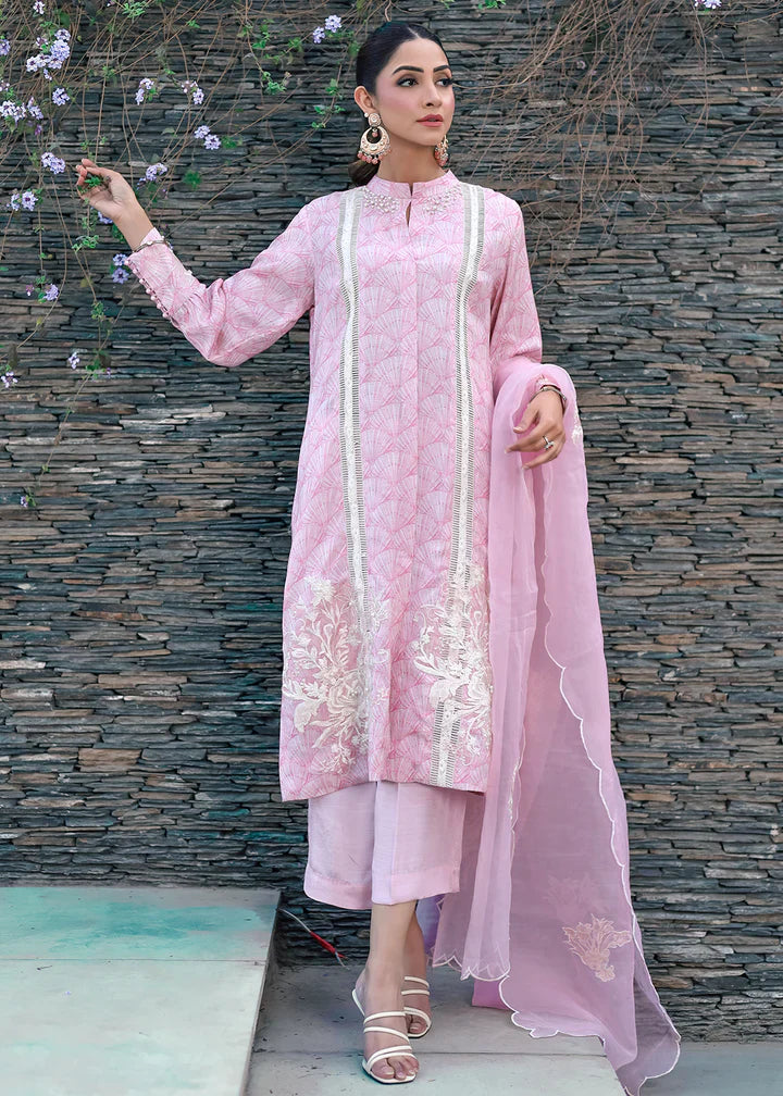 raw silk Kurta Set in Pastel pink