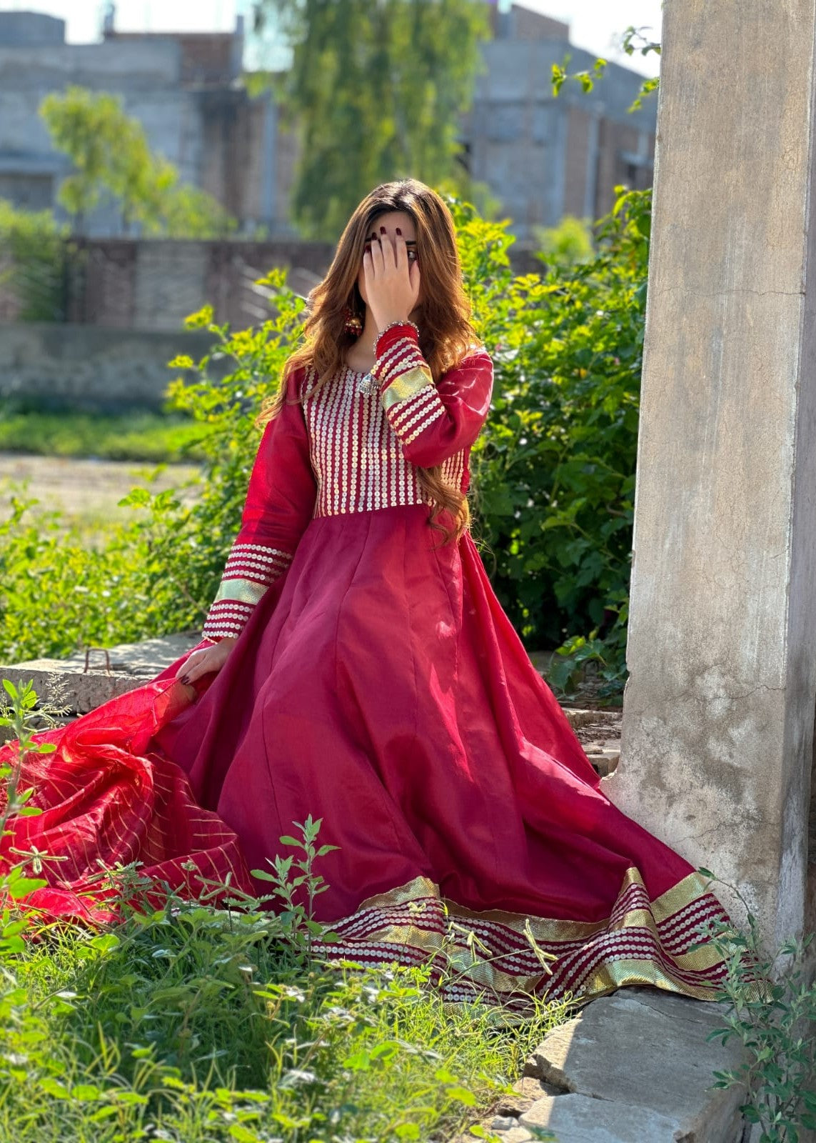 satin silk Maxi in Maroon
