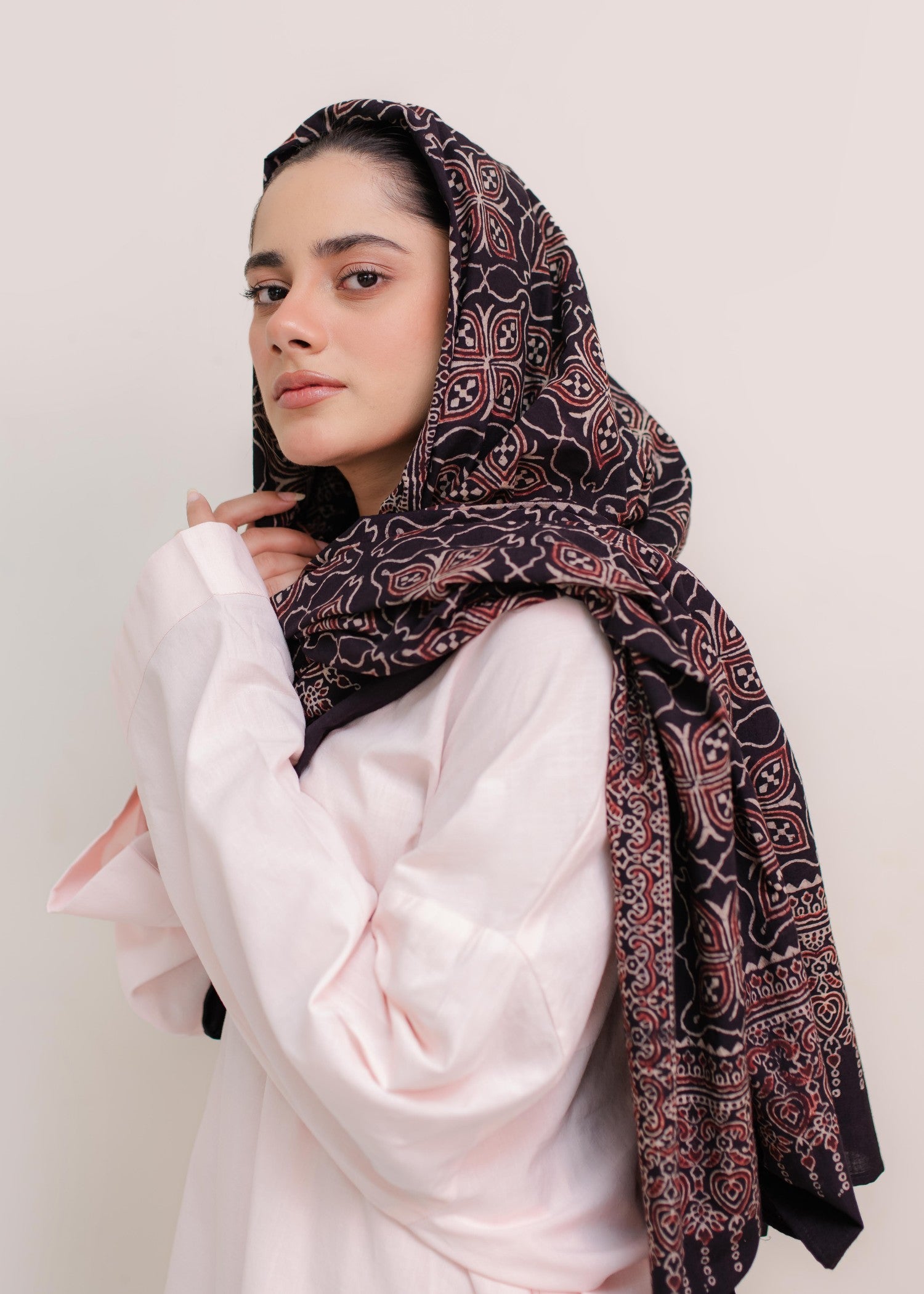 lawn cotton Hijab in Black