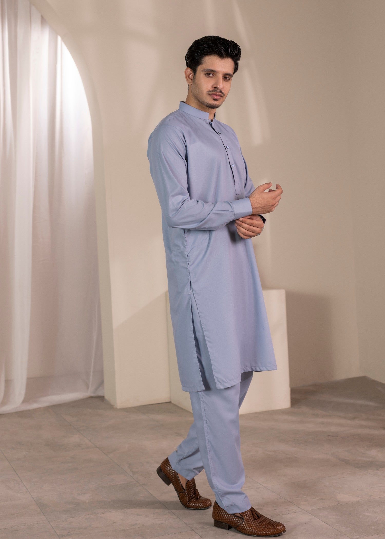 wash & wear Kurta Set in Ice blue