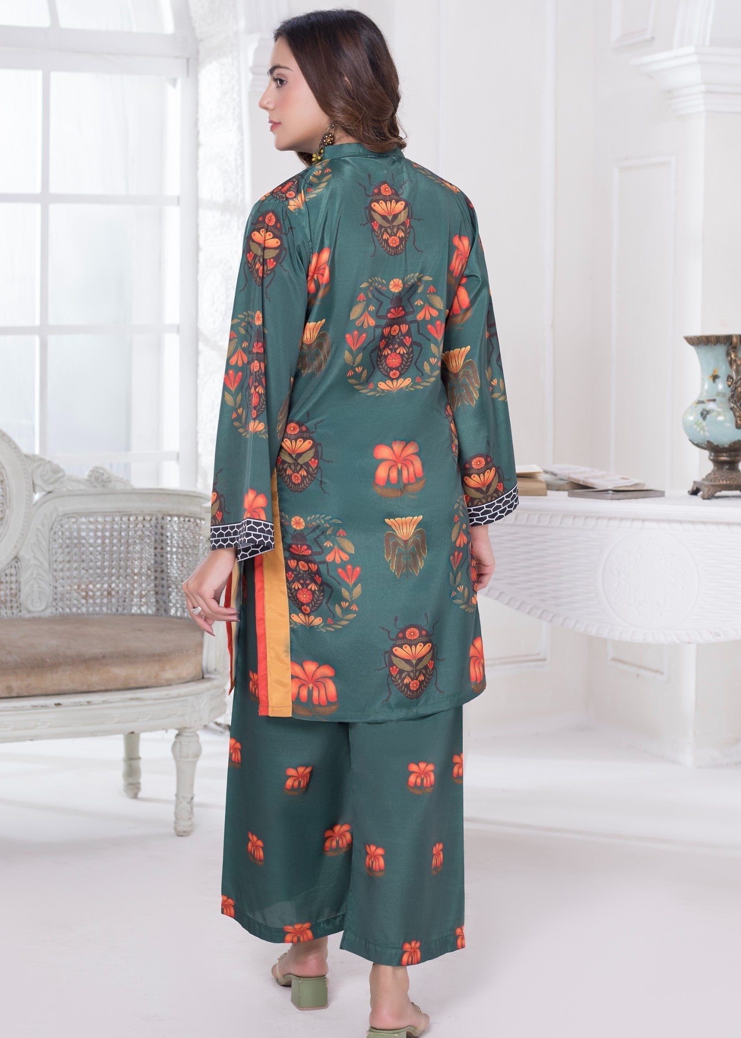 polyester crepe Co Ord Sets in Green
