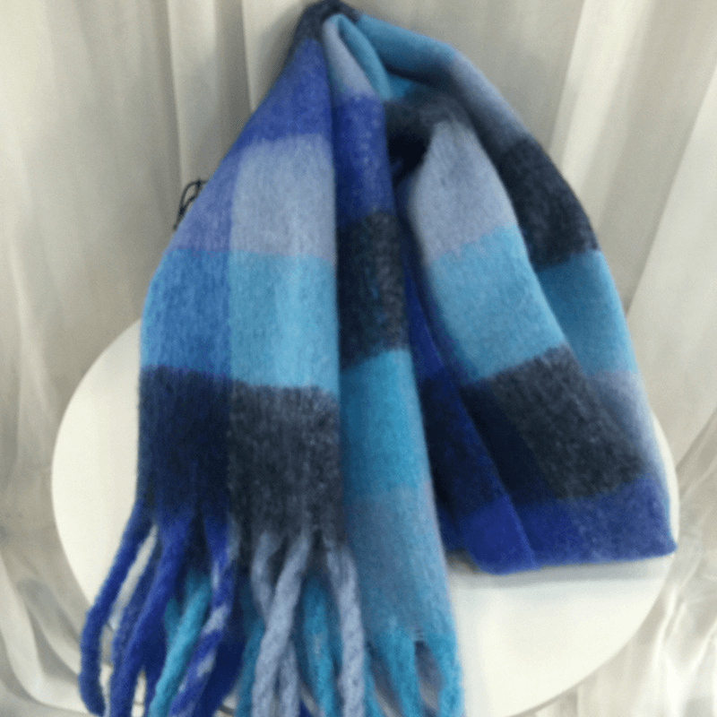 Women'S Autumn Colorful Striped Warm Cashmere Plaid Scarf
