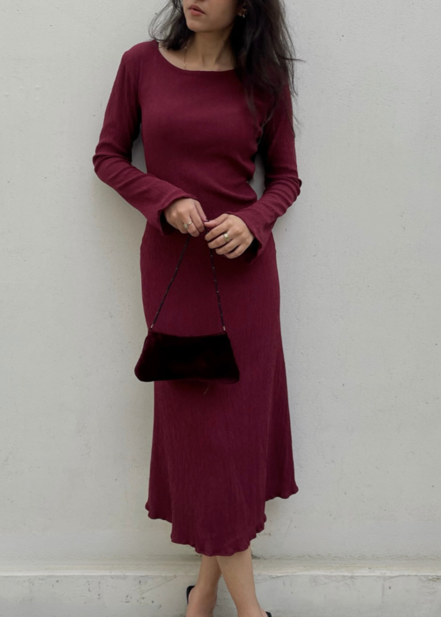 crepe georgette Dress in Burgundy