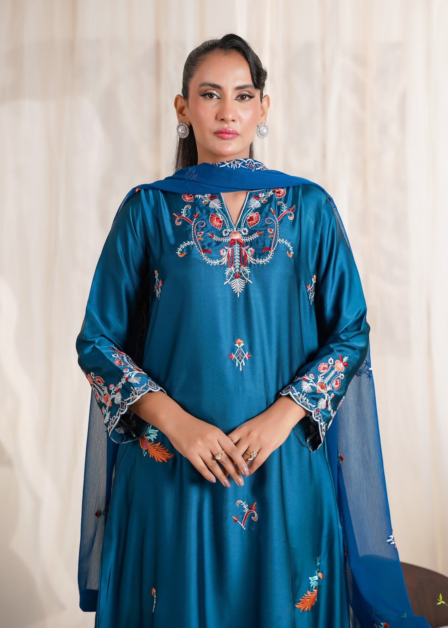 silk Kaftan in Sapphire blue