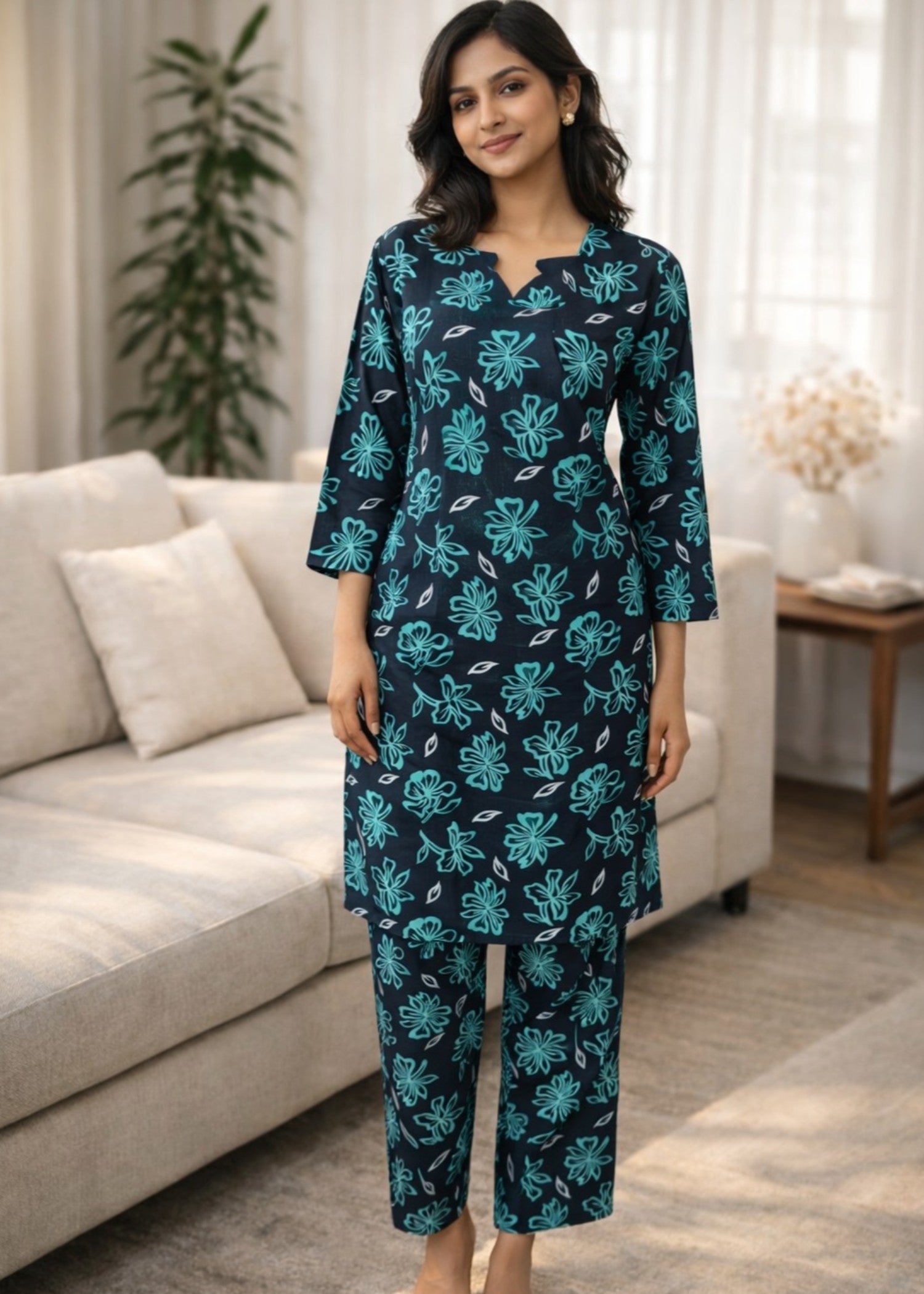 cotton Co Ord Sets in Pine green