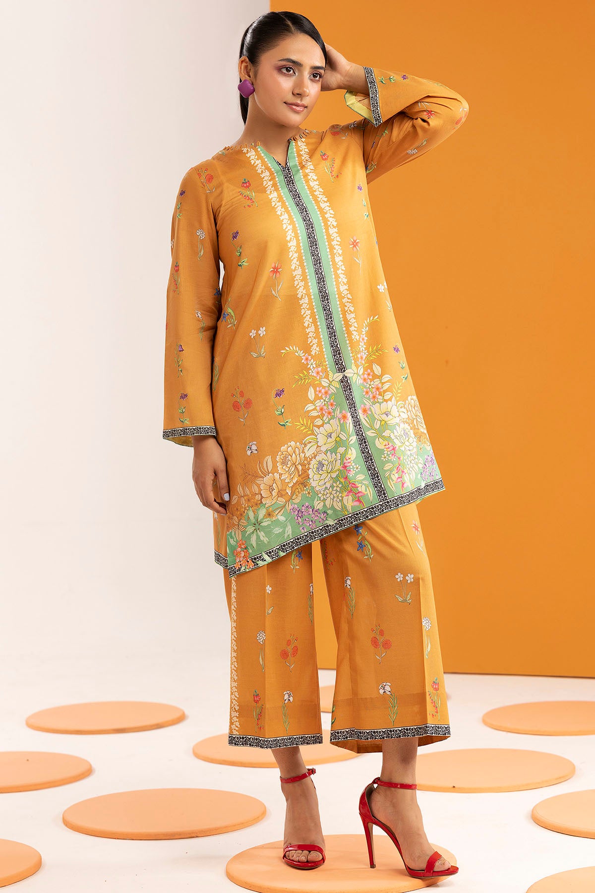 cambric Kurta Set in Gold