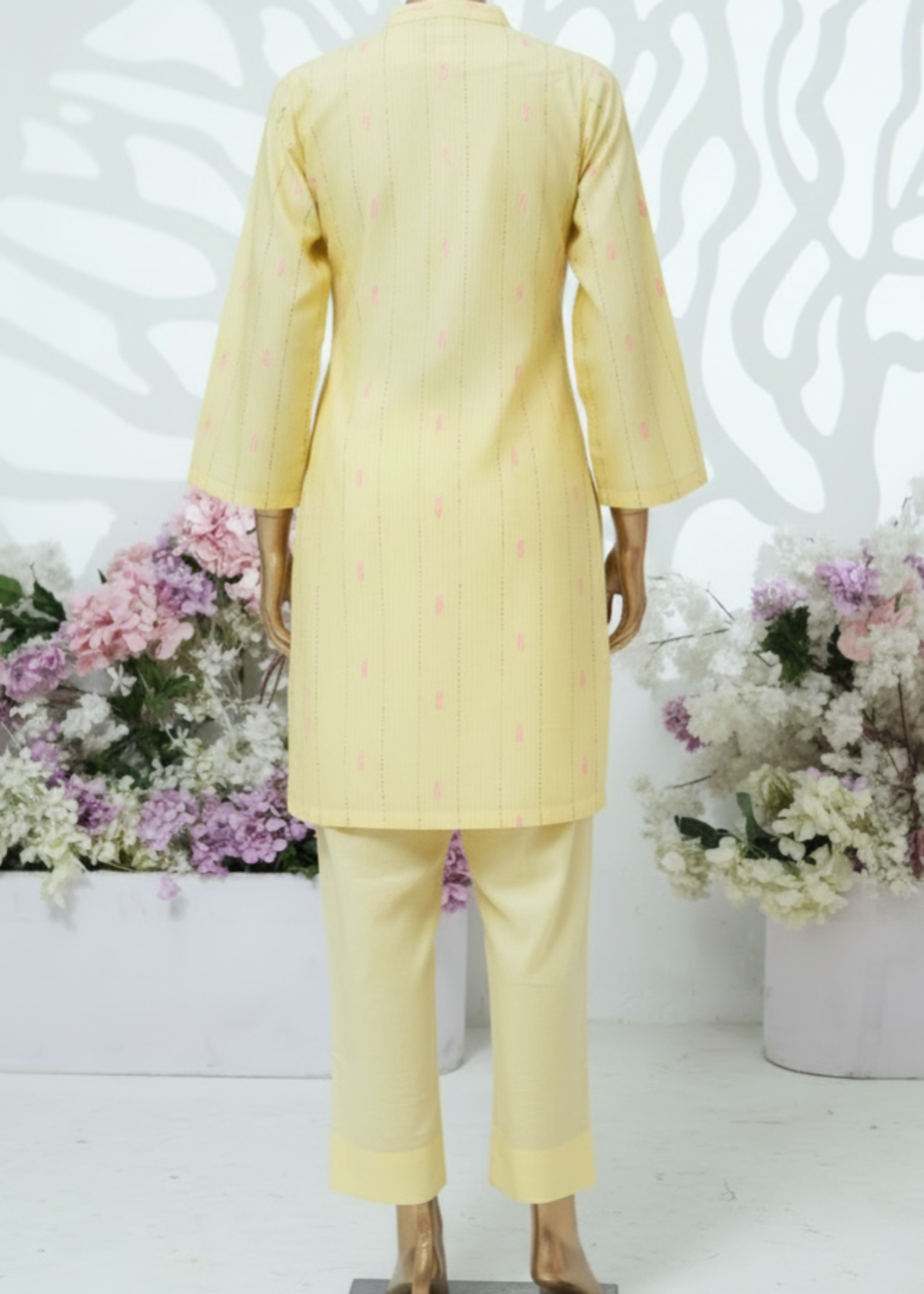 yarn dyed jacquard Kurta Set in Lemonade