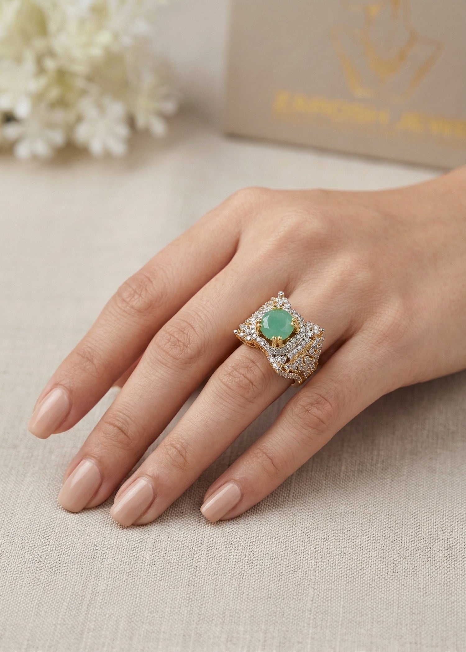 Ring in Mint green Color by - Trendy Women Ring WOJ2648