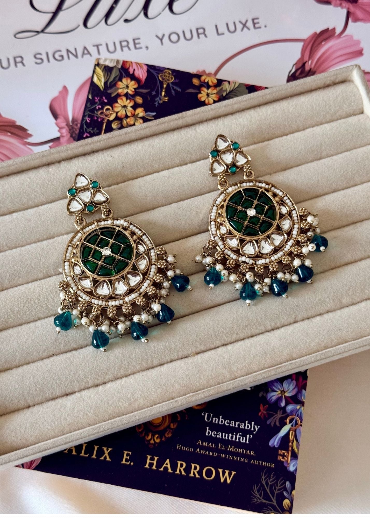 Earrings in Emerald green Color by - Trendy Women Earrings JSU9574