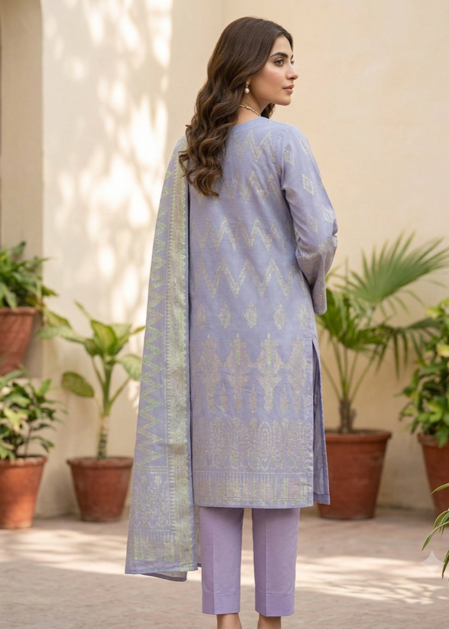 brochea jacquard Unstitched in Periwinkle
