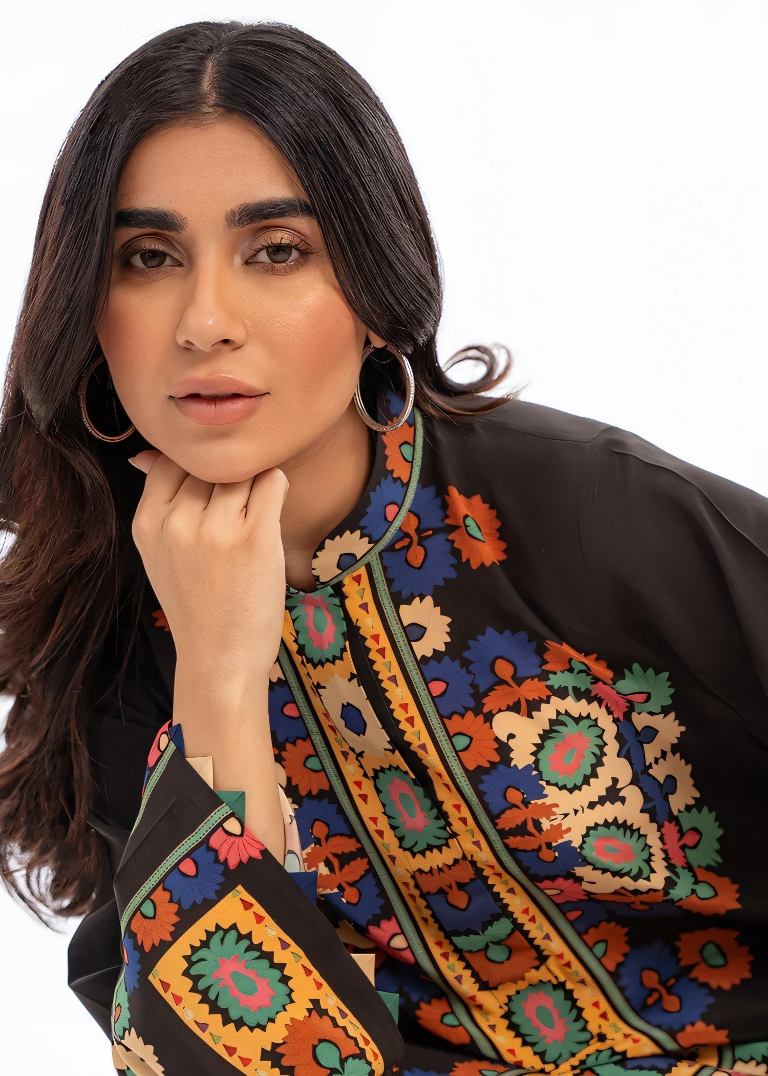 crepe Kurta Set in Black