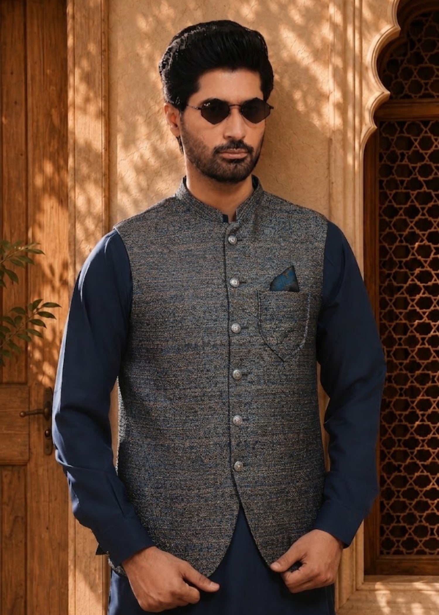suiting Waistcoat in Slate blue