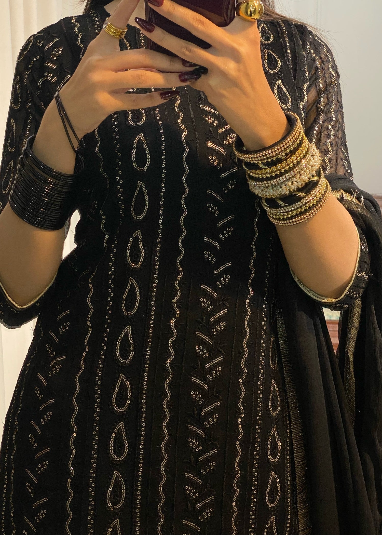 bemberg crinkle chiffon Sharara in Jet black