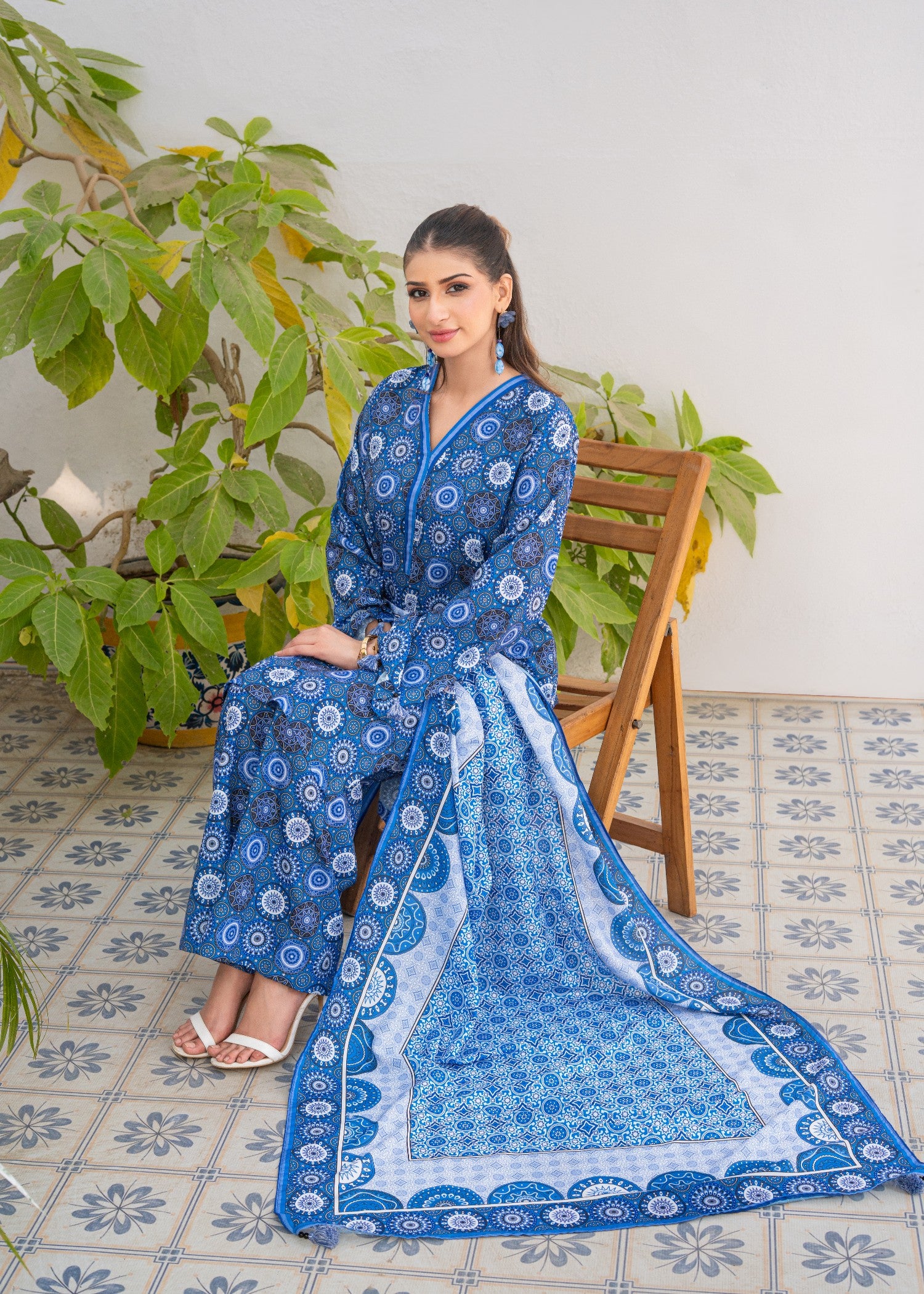 poly lawn Kurta Set in Multi
