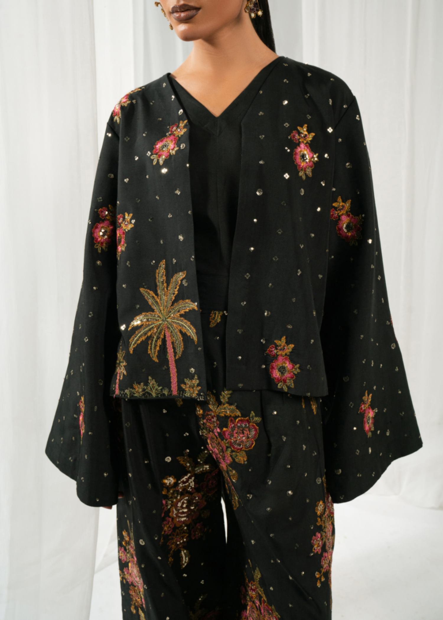 viscose thai silk Co Ord Sets in Black