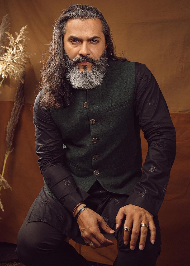cotton Waistcoat in Bottle green