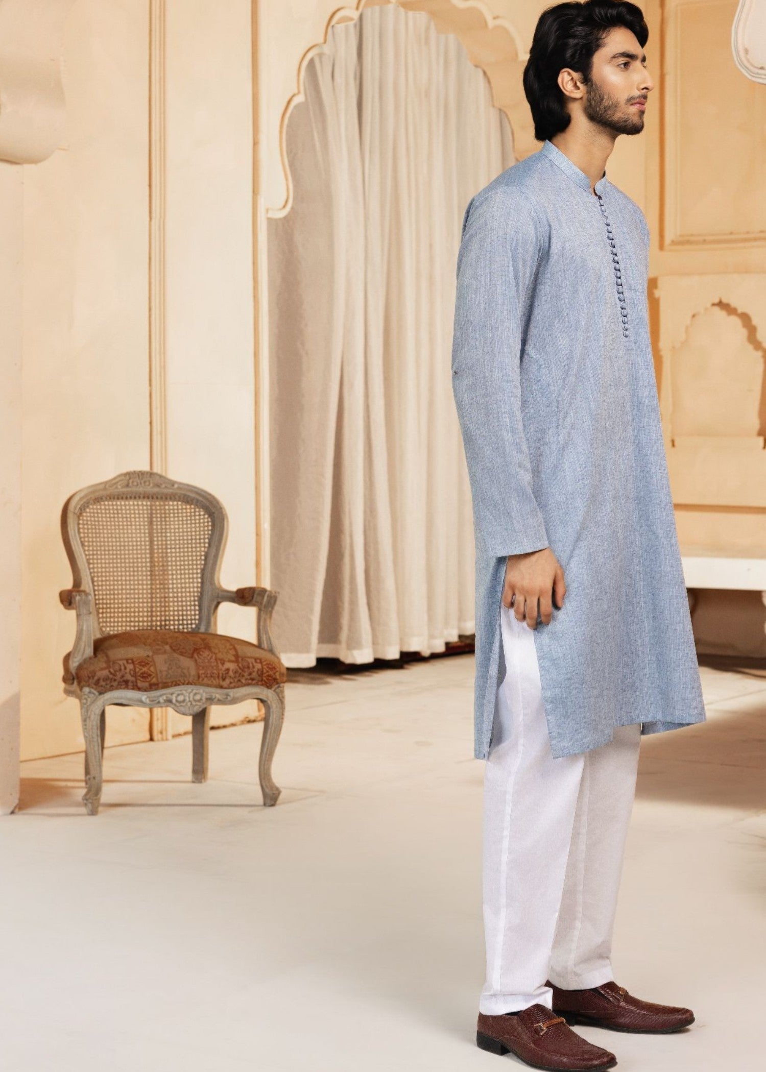cotton Kurta in Light blue