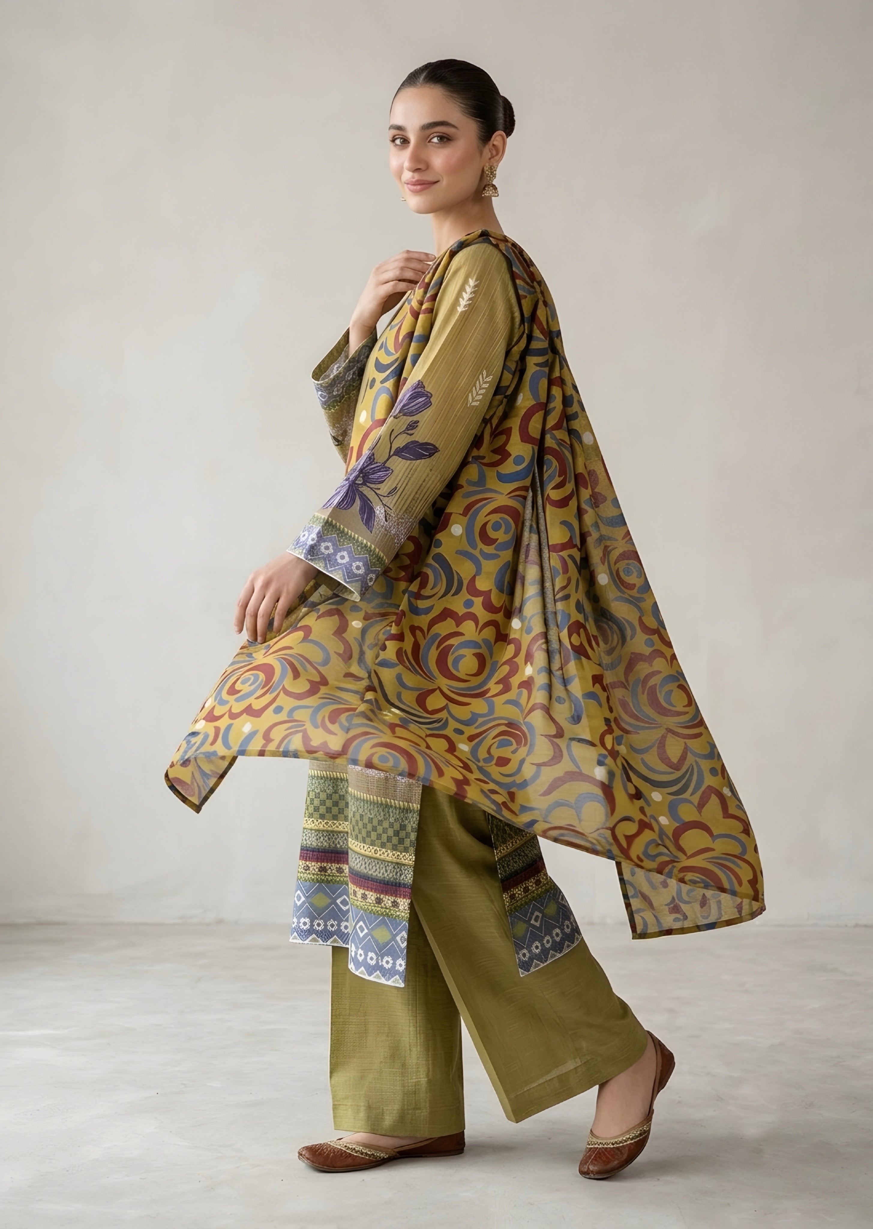 khaddar Unstitched in Spring bud