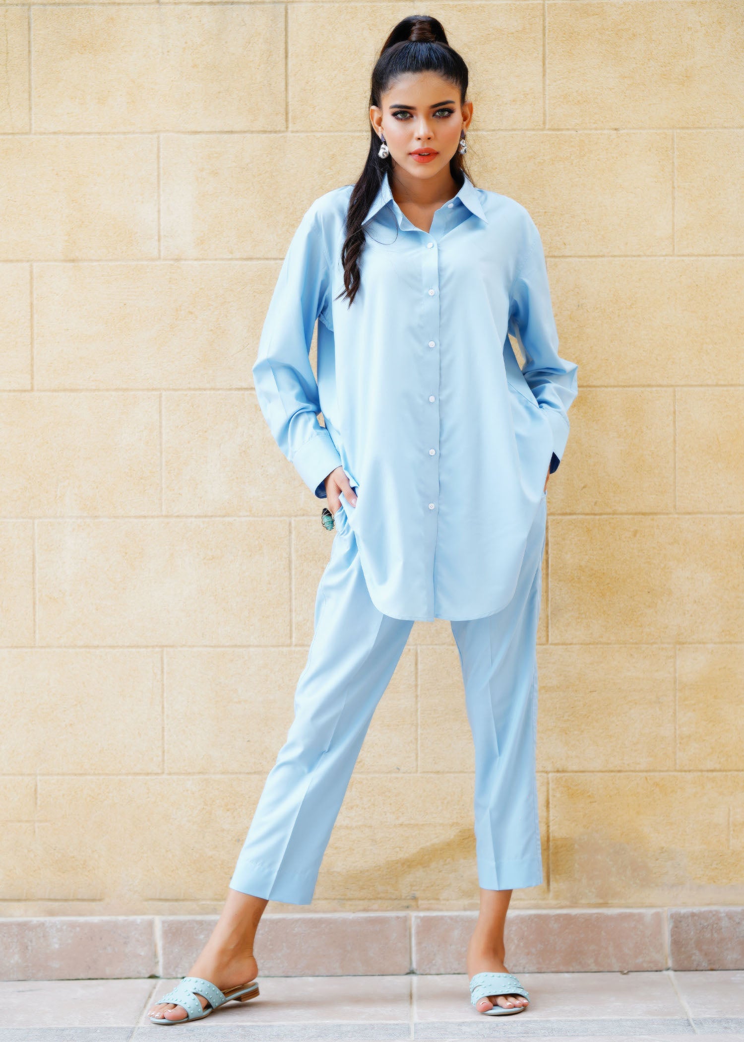viscose Kurti in Sky blue
