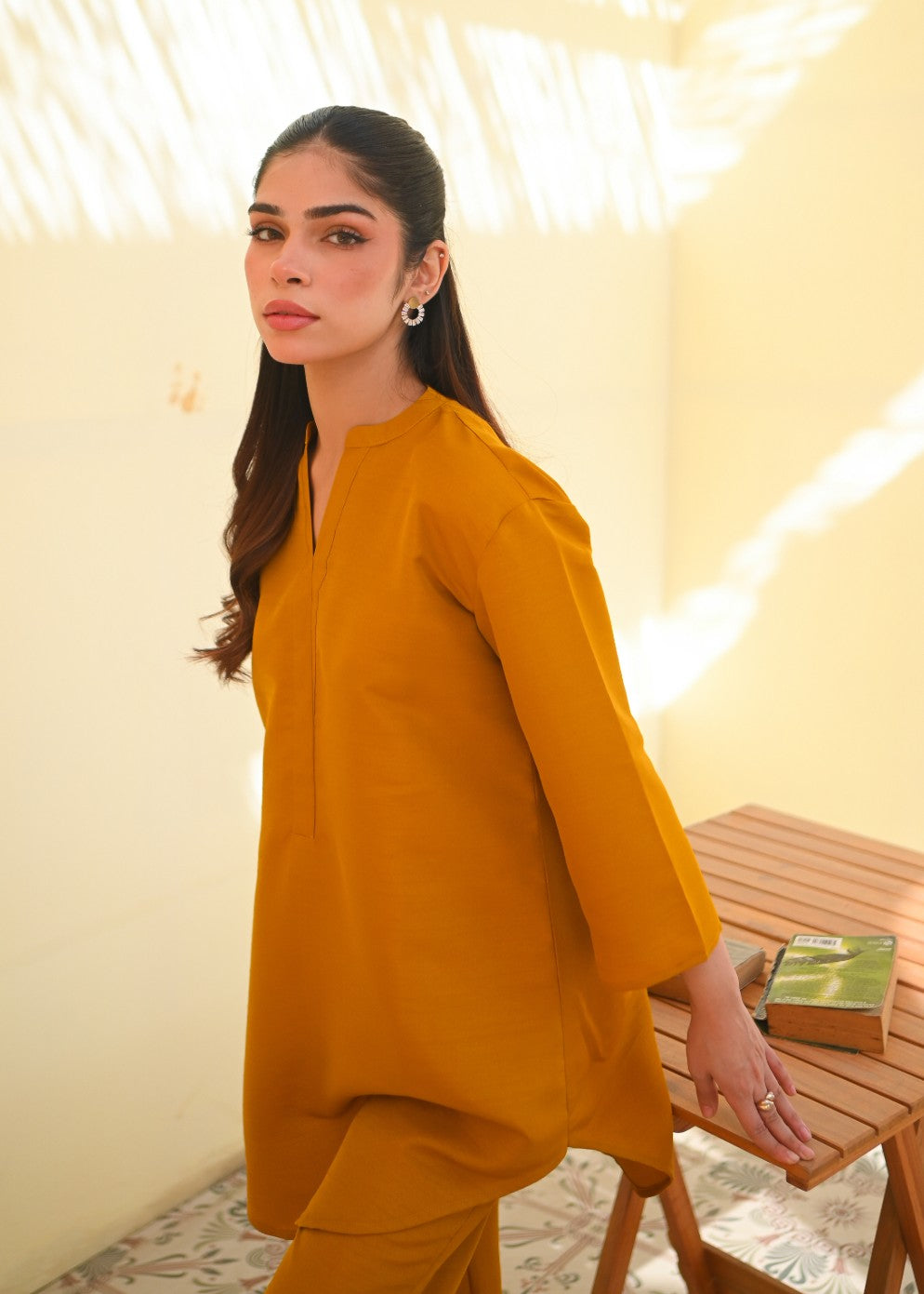 indian raw silk Co Ord Sets in Mustard