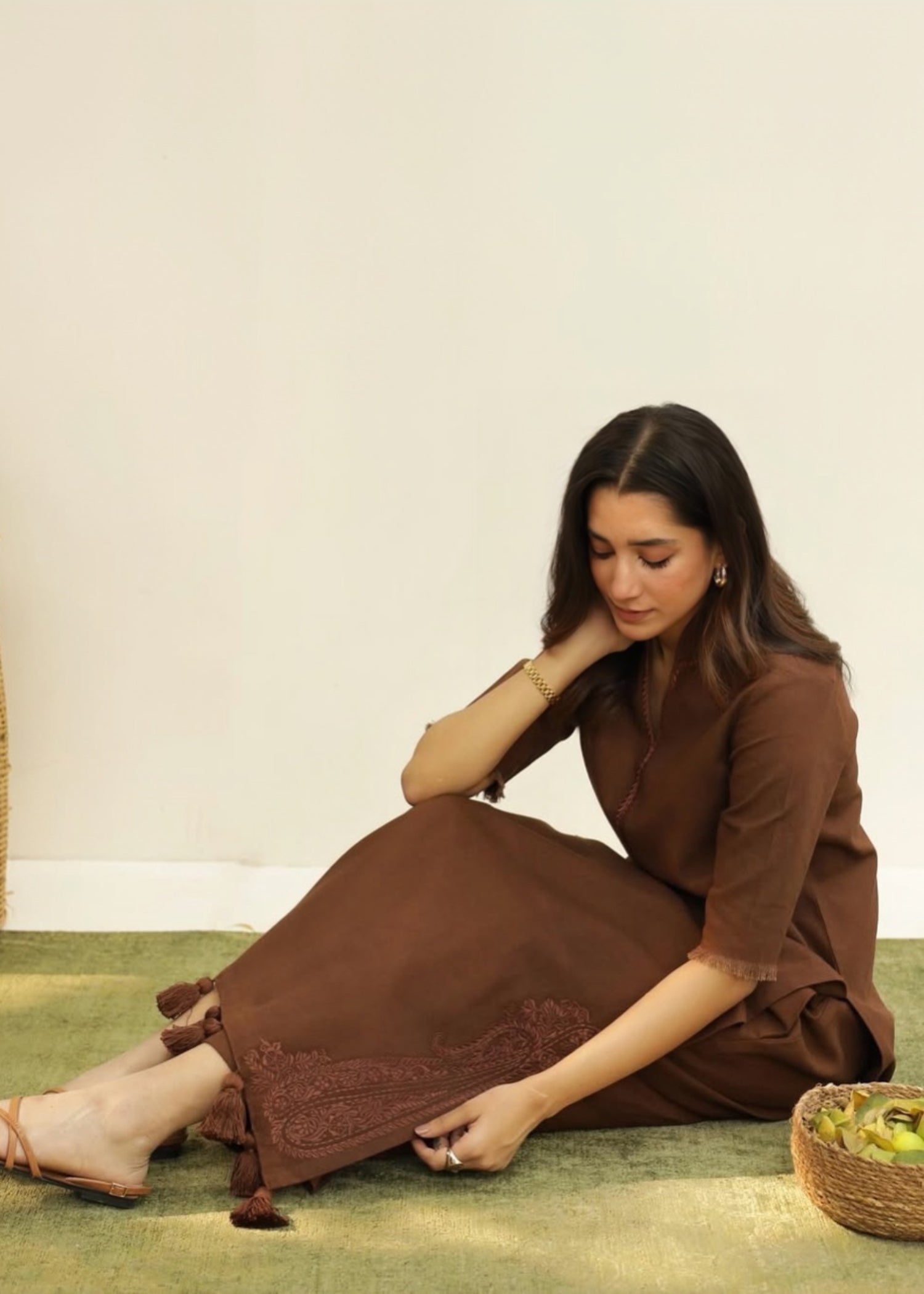 dhanak Gown in Chocolate brown