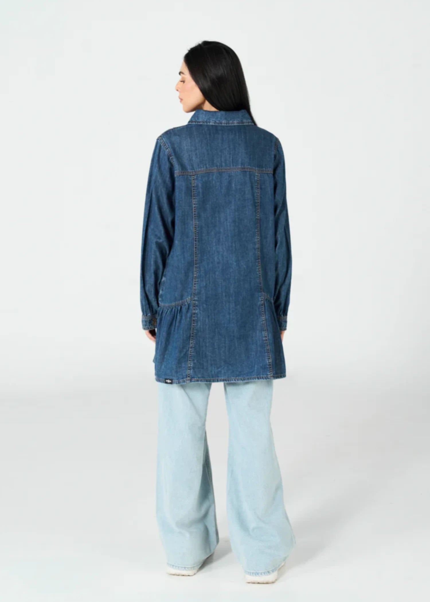 twill cotton Tunic in Dark blue