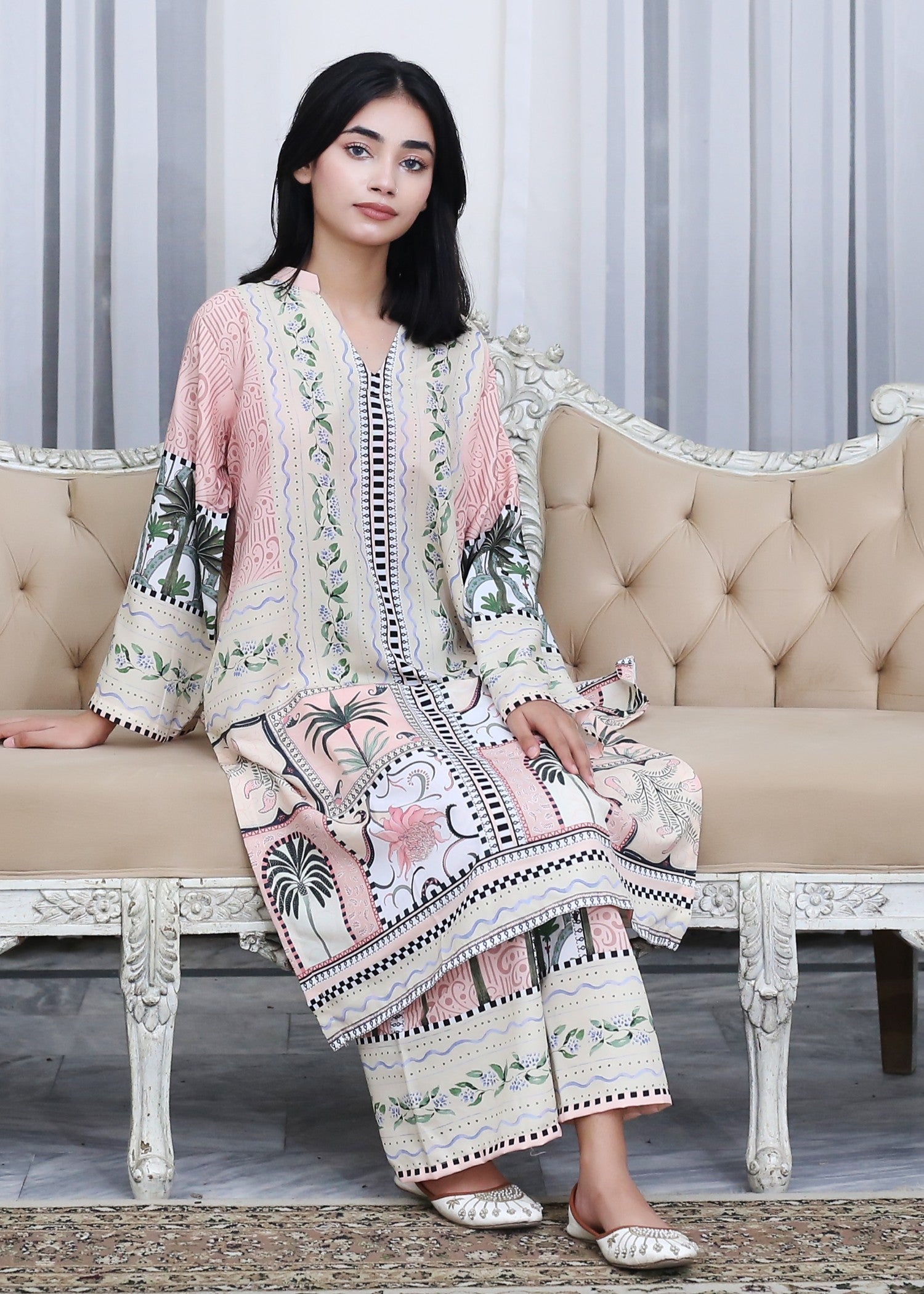 poly lawn Co Ord Sets in Pale pink