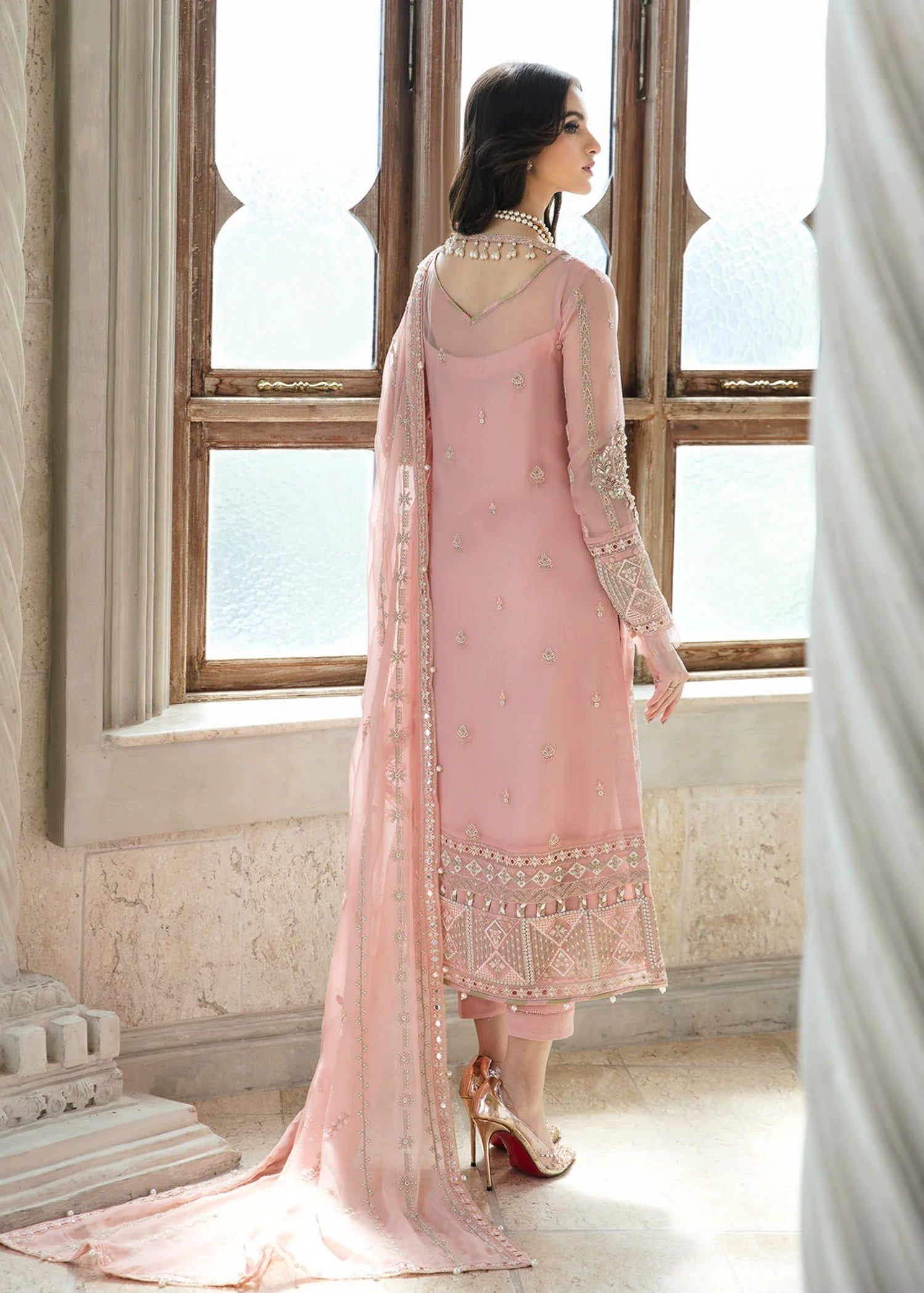 chiffon Kurta Set in Pink