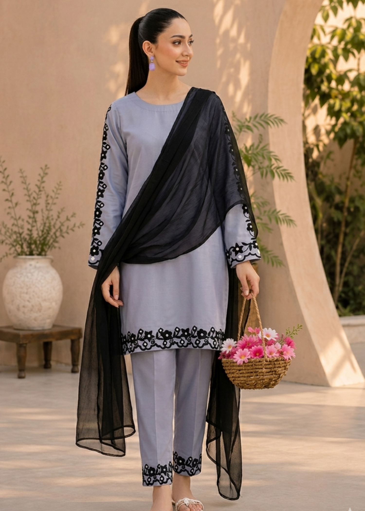 cotton Co Ord Sets in Lavender grey