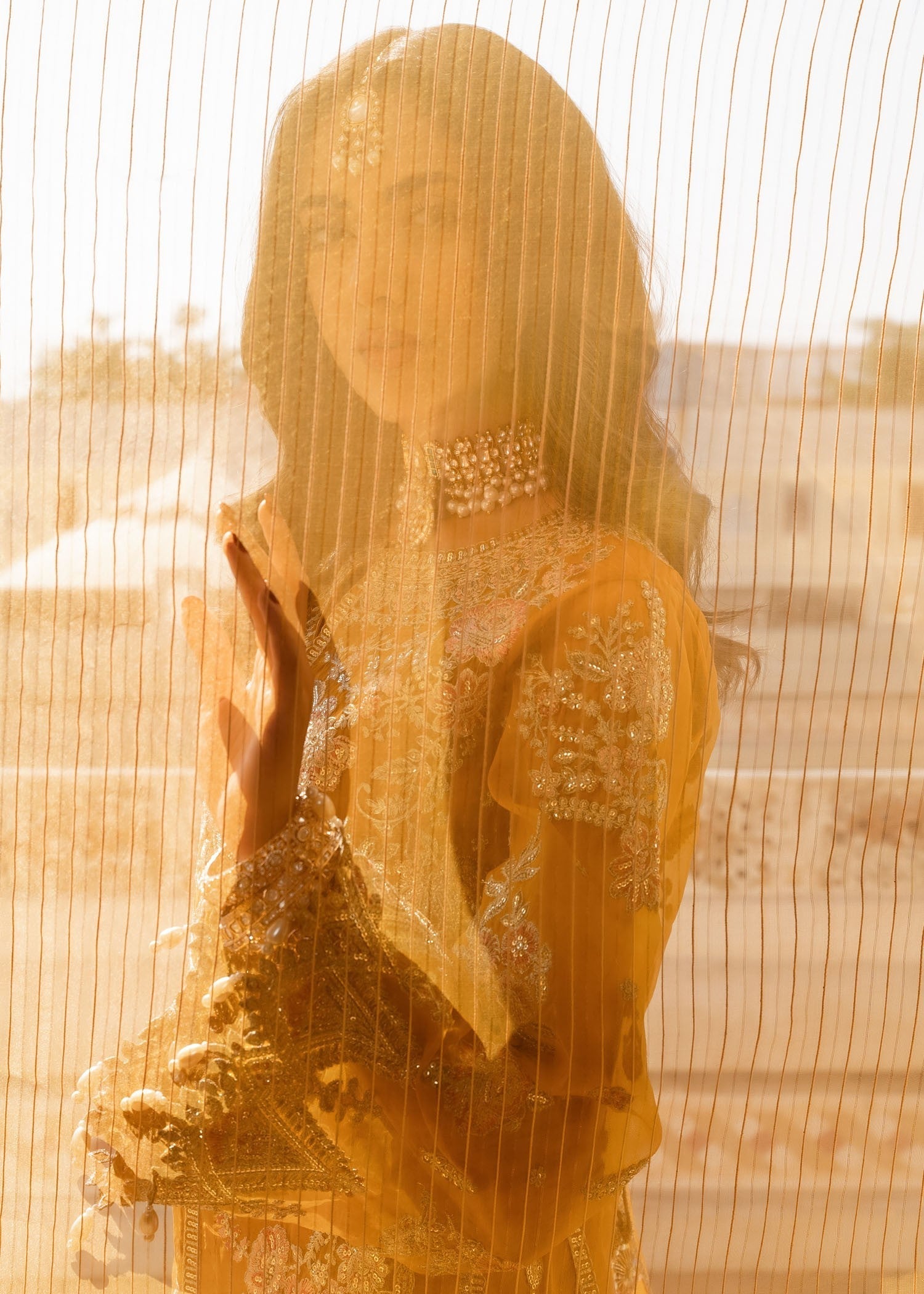 organza Sharara in Mustard