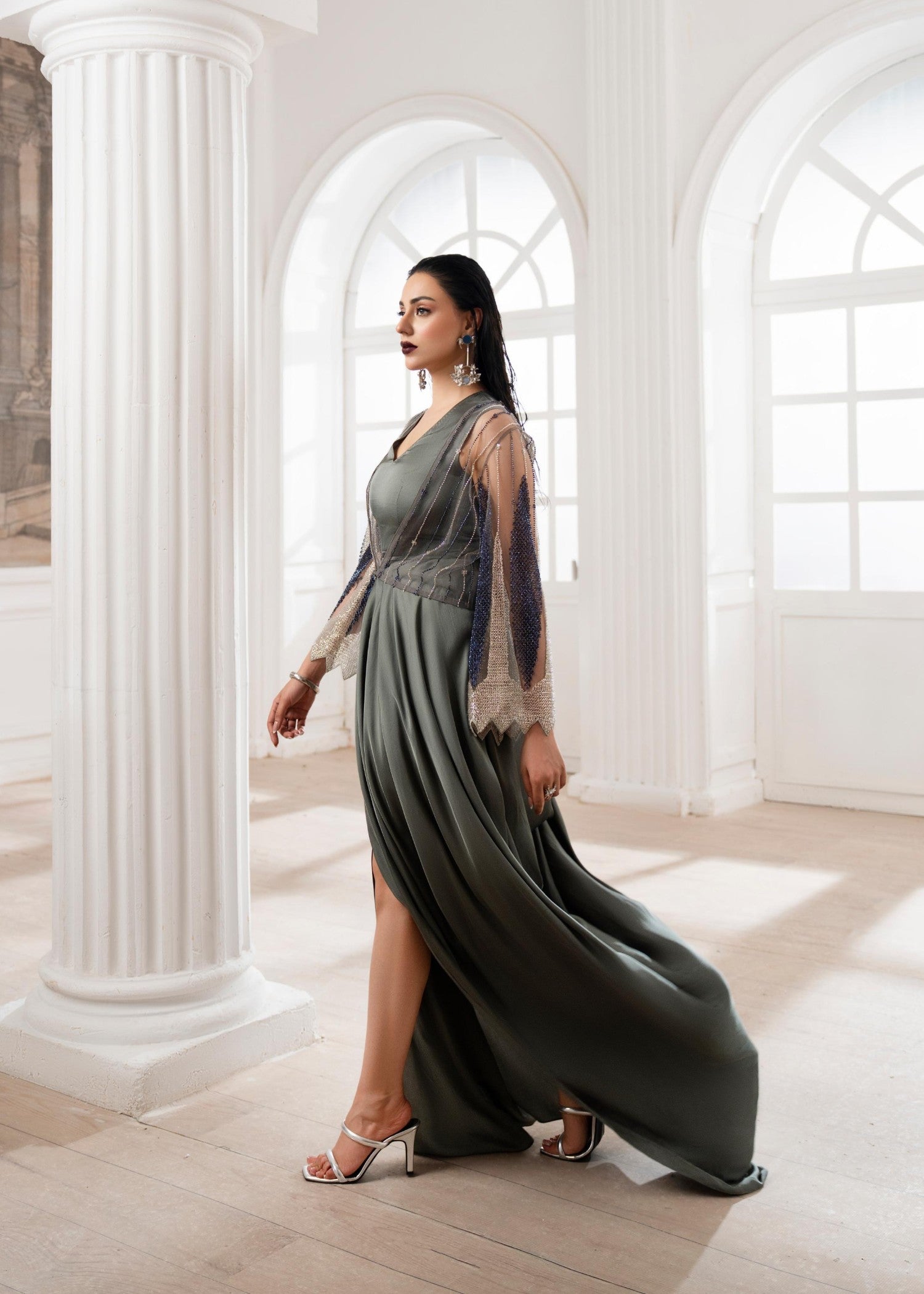 silk charmeuse Dress in Grey