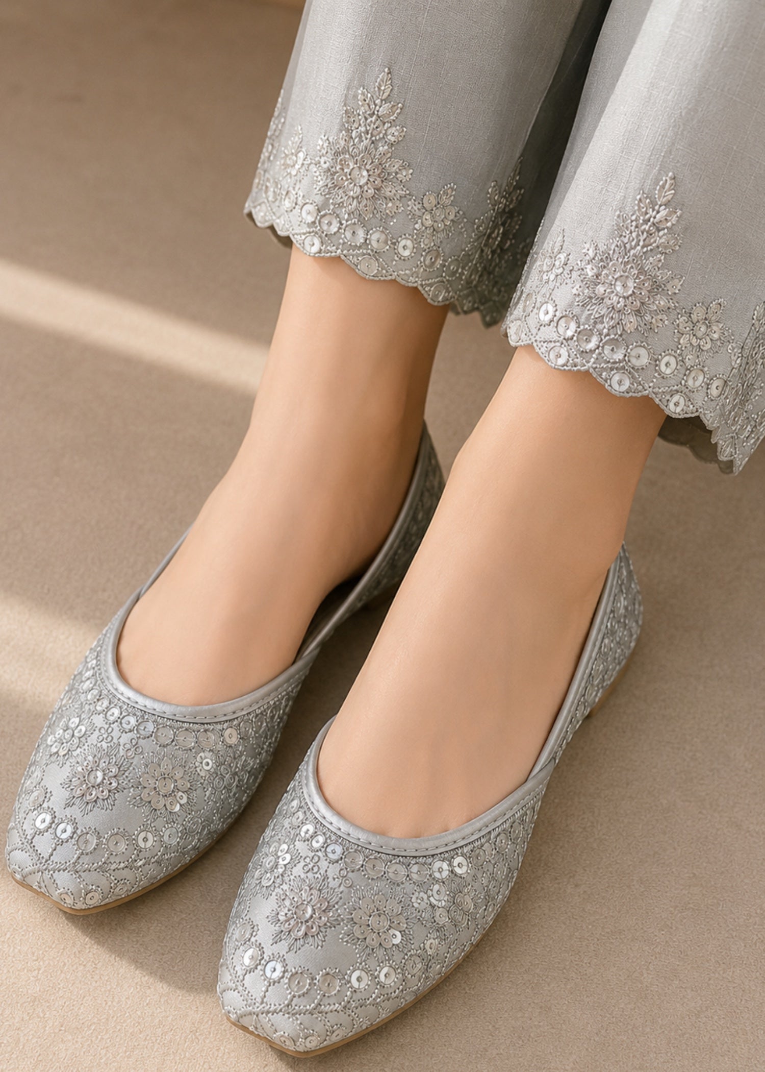 Khussa in Silver by - High Quality Women Khussa MCL7722