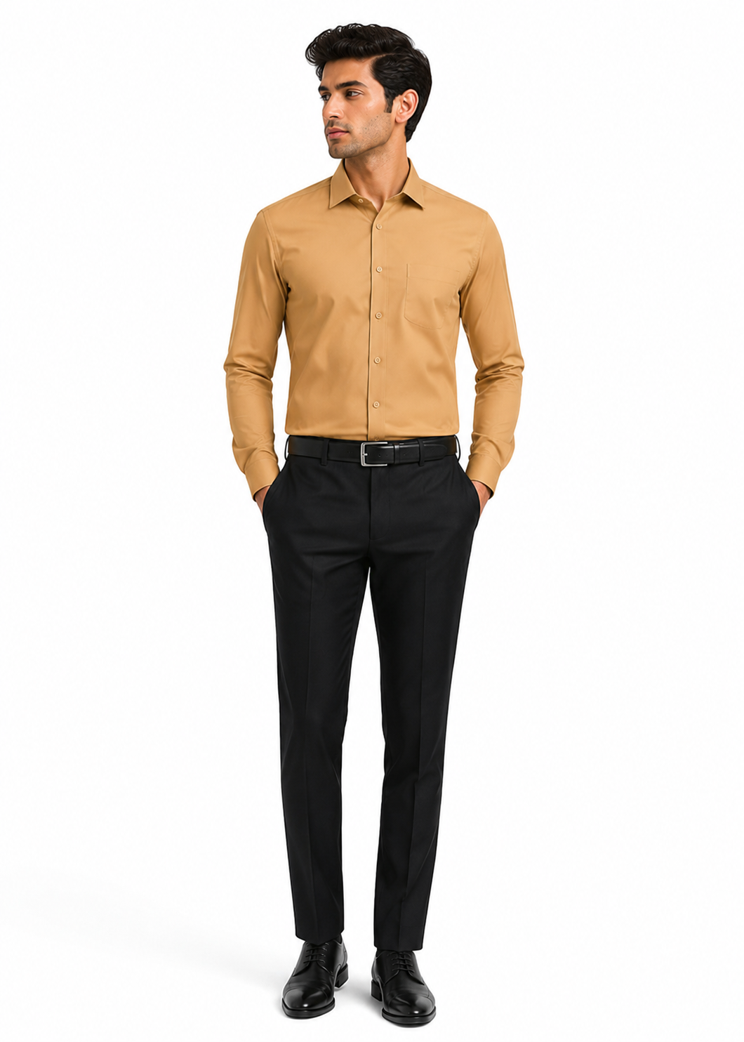 cotton Formal Shirt in Sand brown