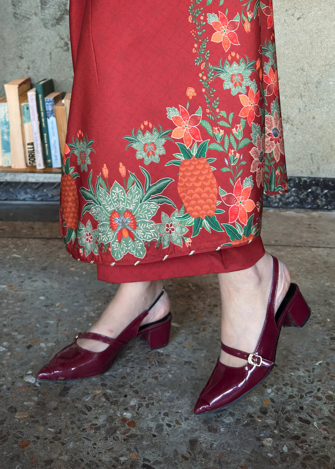 crepe Kurta Set in Rust red