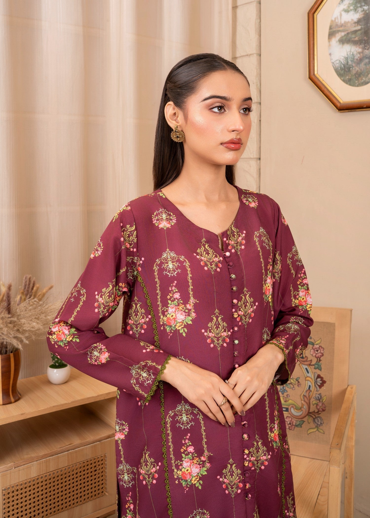 cambric Co Ord Sets in Burgundy