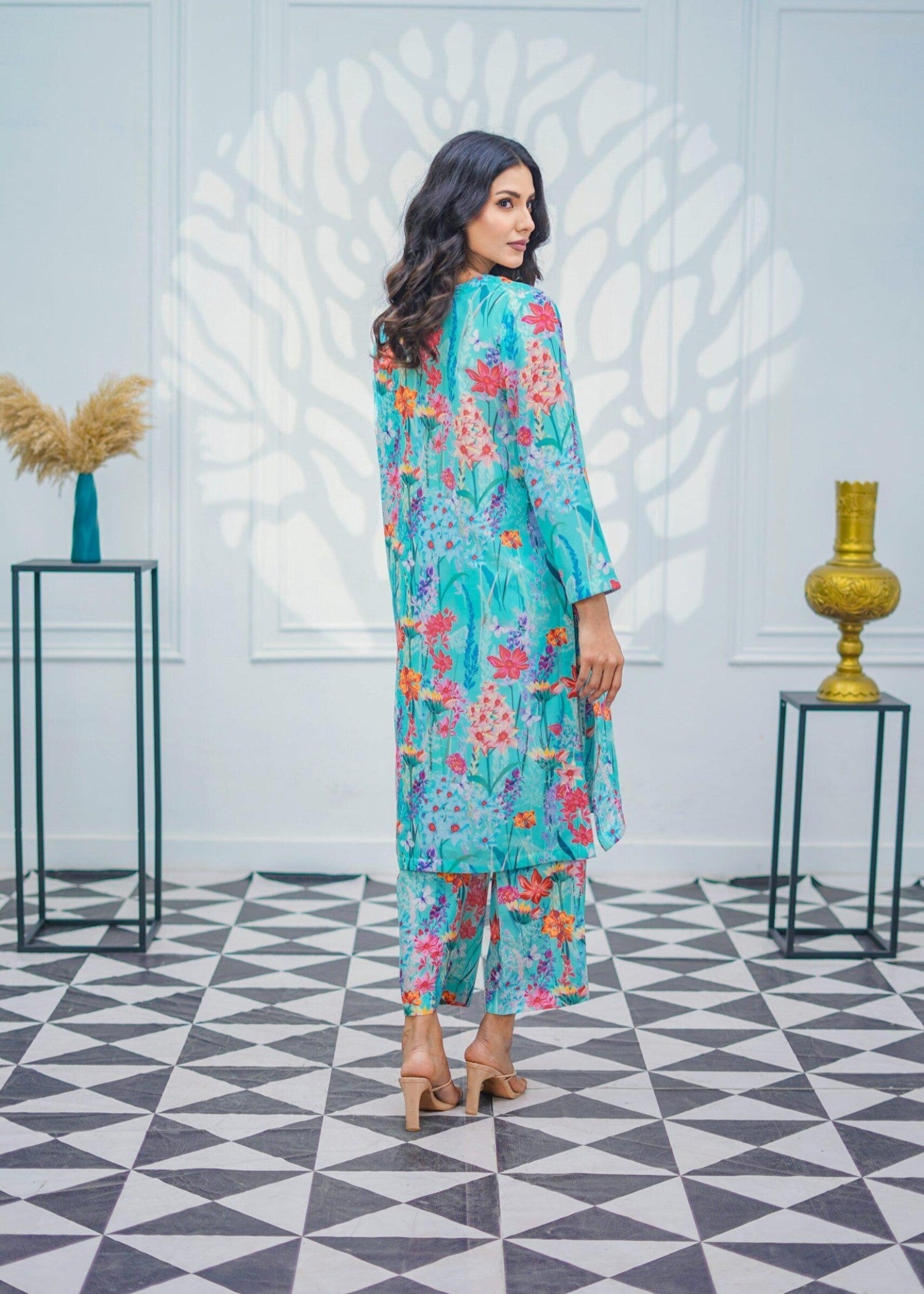 swiss lawn Co Ord Sets in Light blue