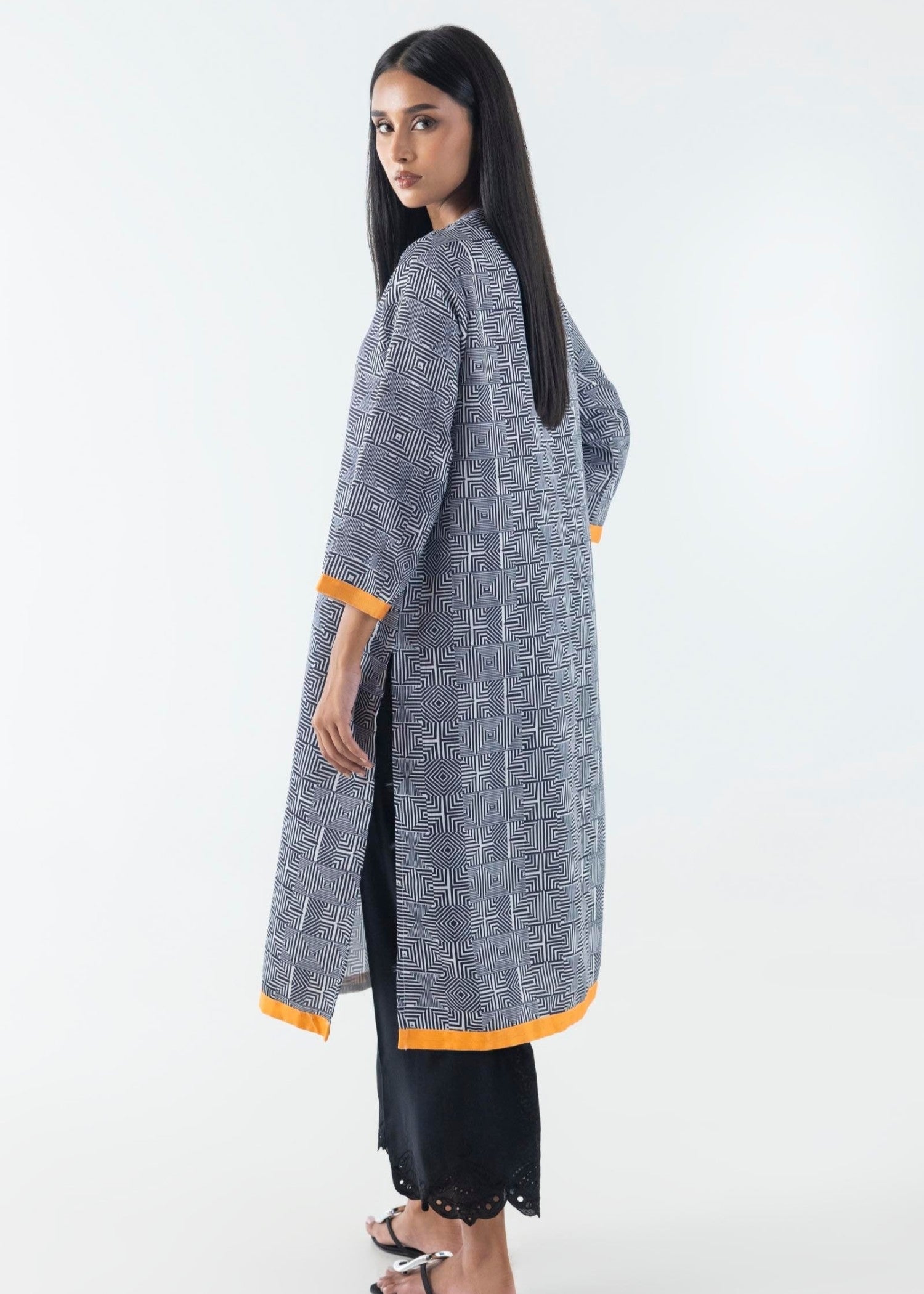 lawn Kurti in Grey