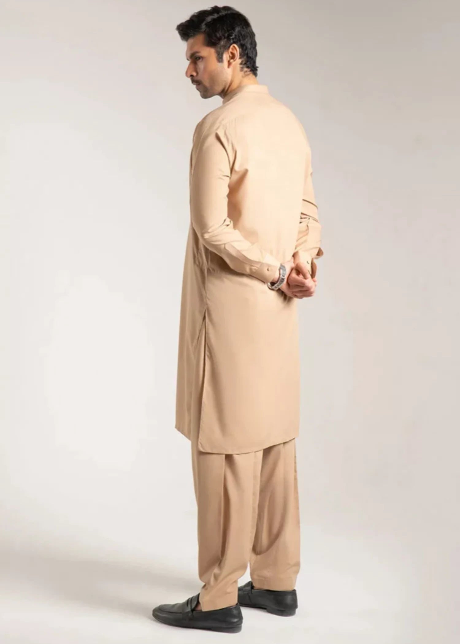 wash & wear Shalwar Kameez in Tan brown
