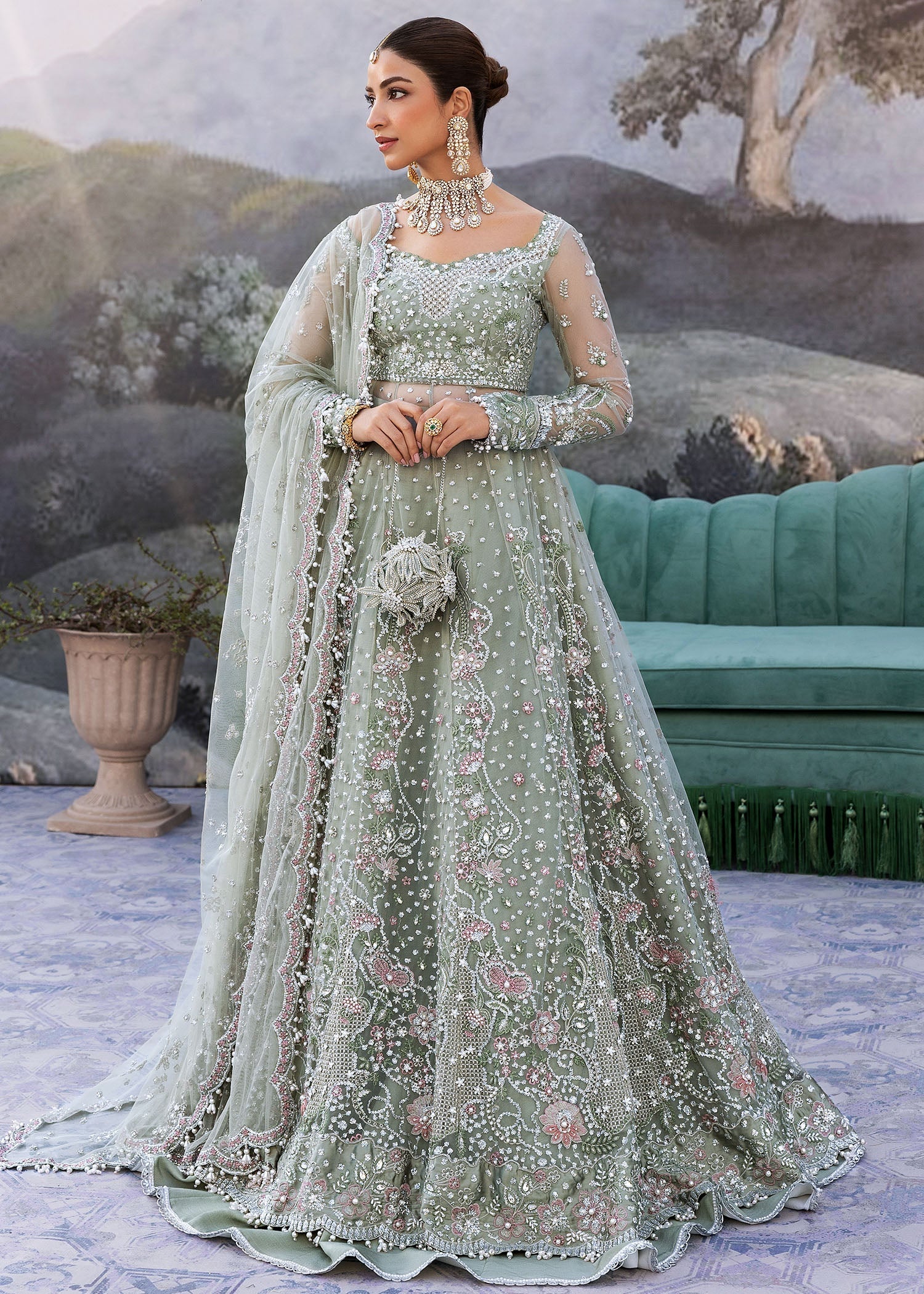 net Unstitched in Mint green
