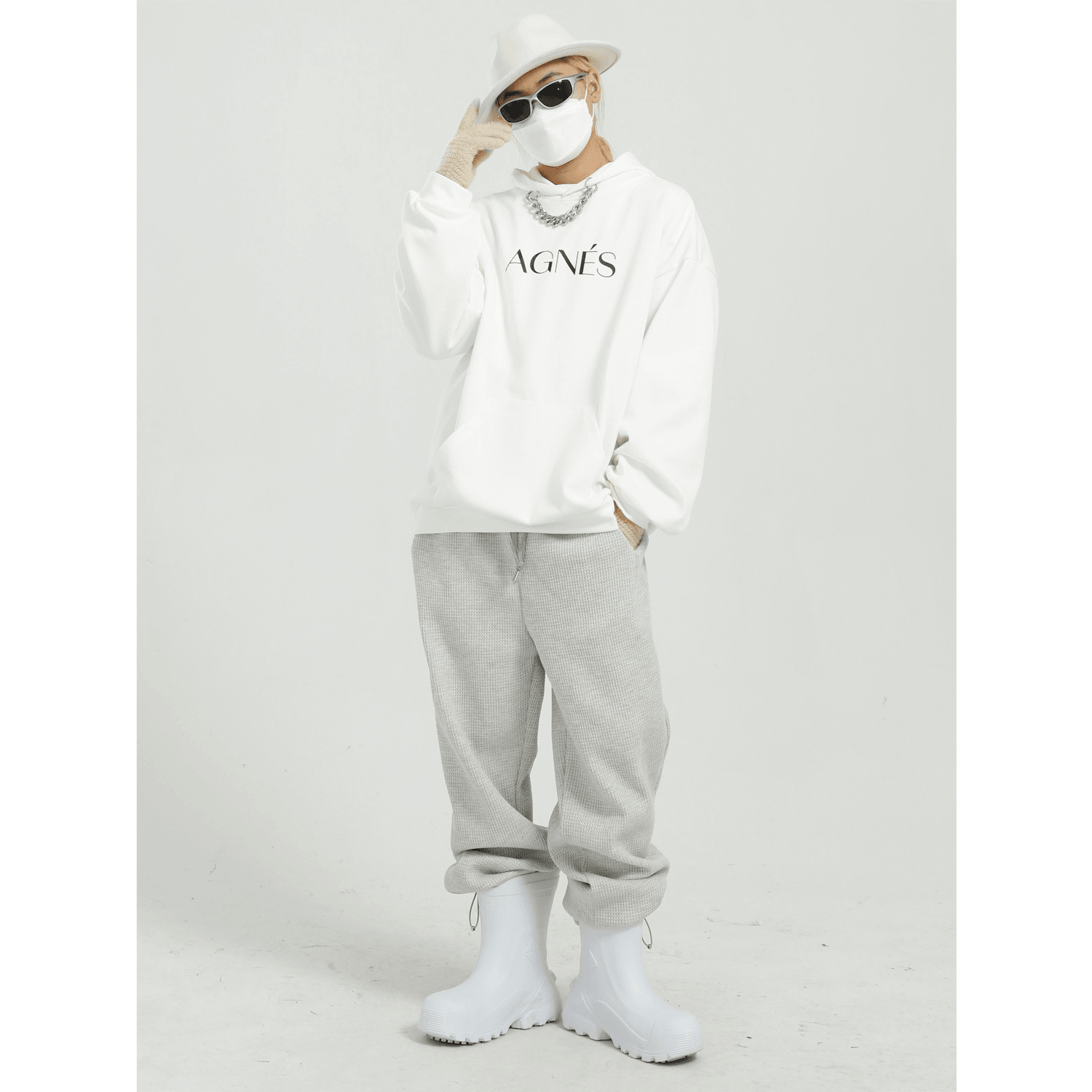 Korean Style Loose Chain Design Sense Wild Letter Couple Hooded Sweater